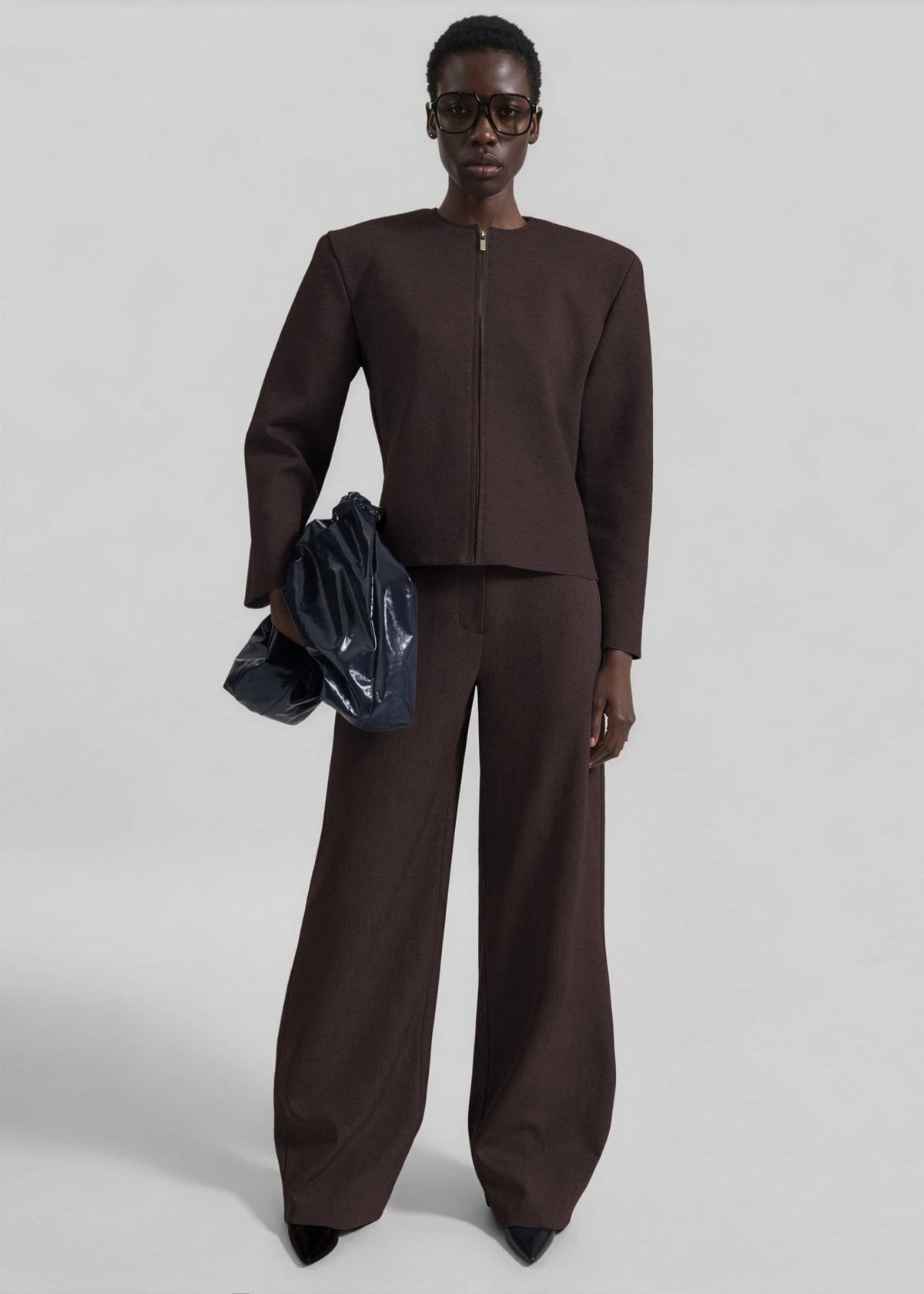 Pantaloni Enya barrel in maglia - Marrone