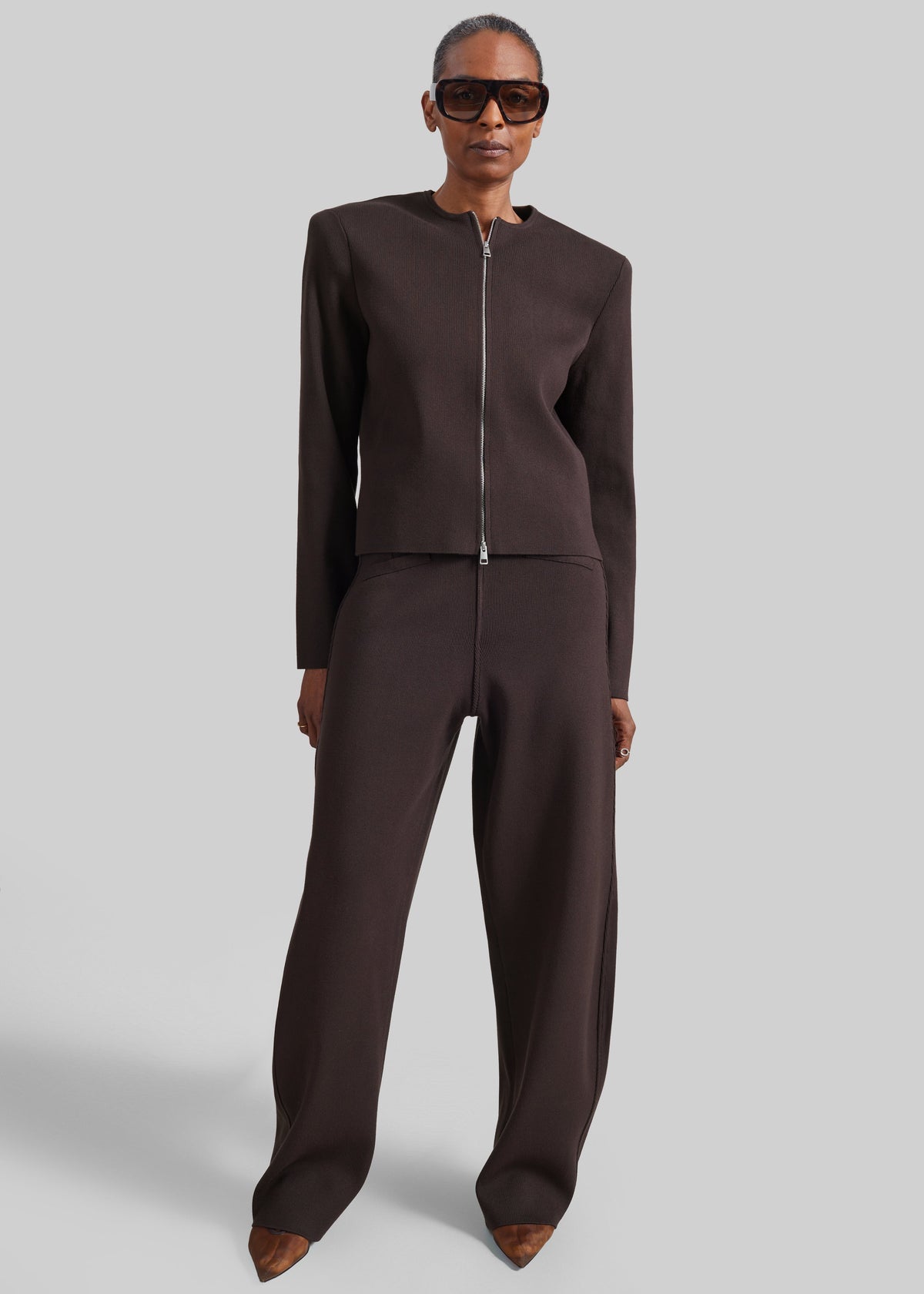 Pantaloni Enya barrel in maglia - Marrone