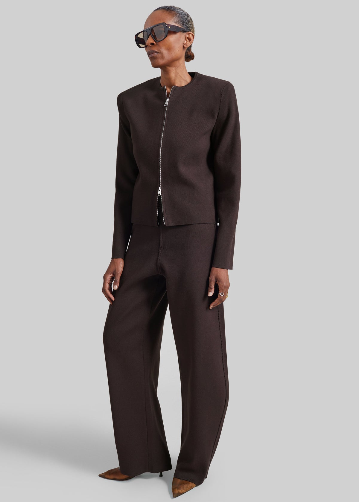 Pantaloni Enya barrel in maglia - Marrone