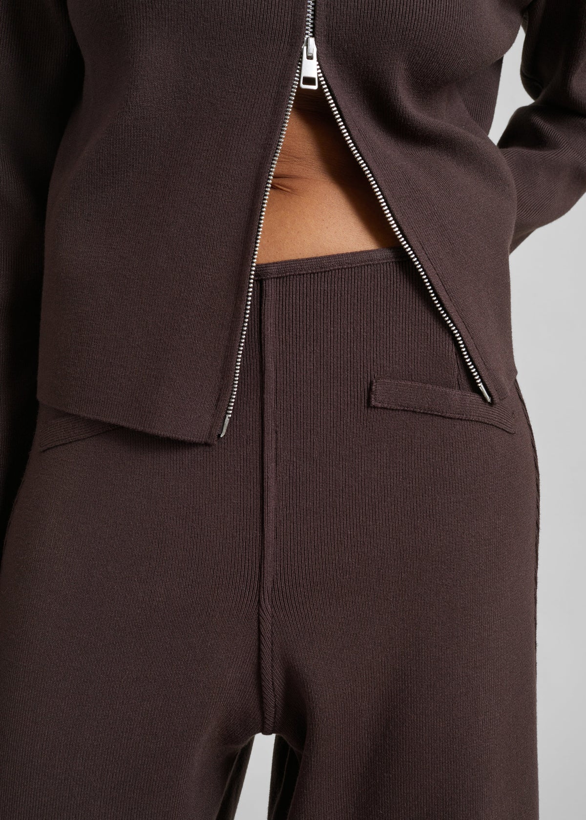 Pantaloni Enya barrel in maglia - Marrone