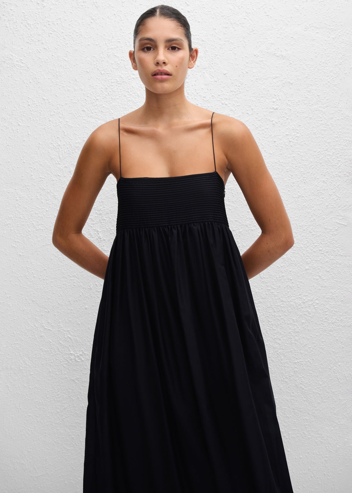 Matteau Empire Pintuck Bodice Dress - Black - 2