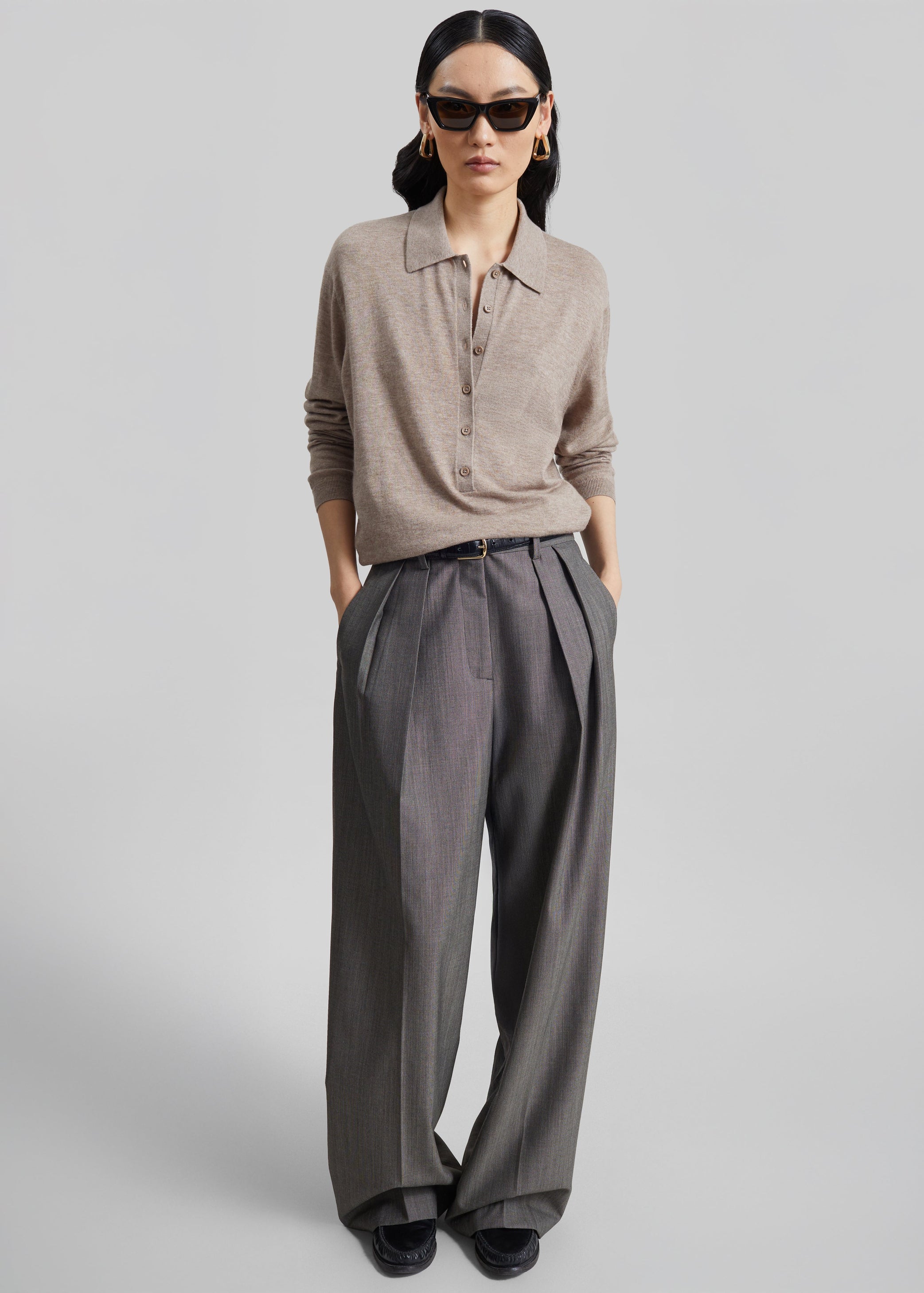 Shop the look image for Pantalon Erena plissé - Taupe foncé