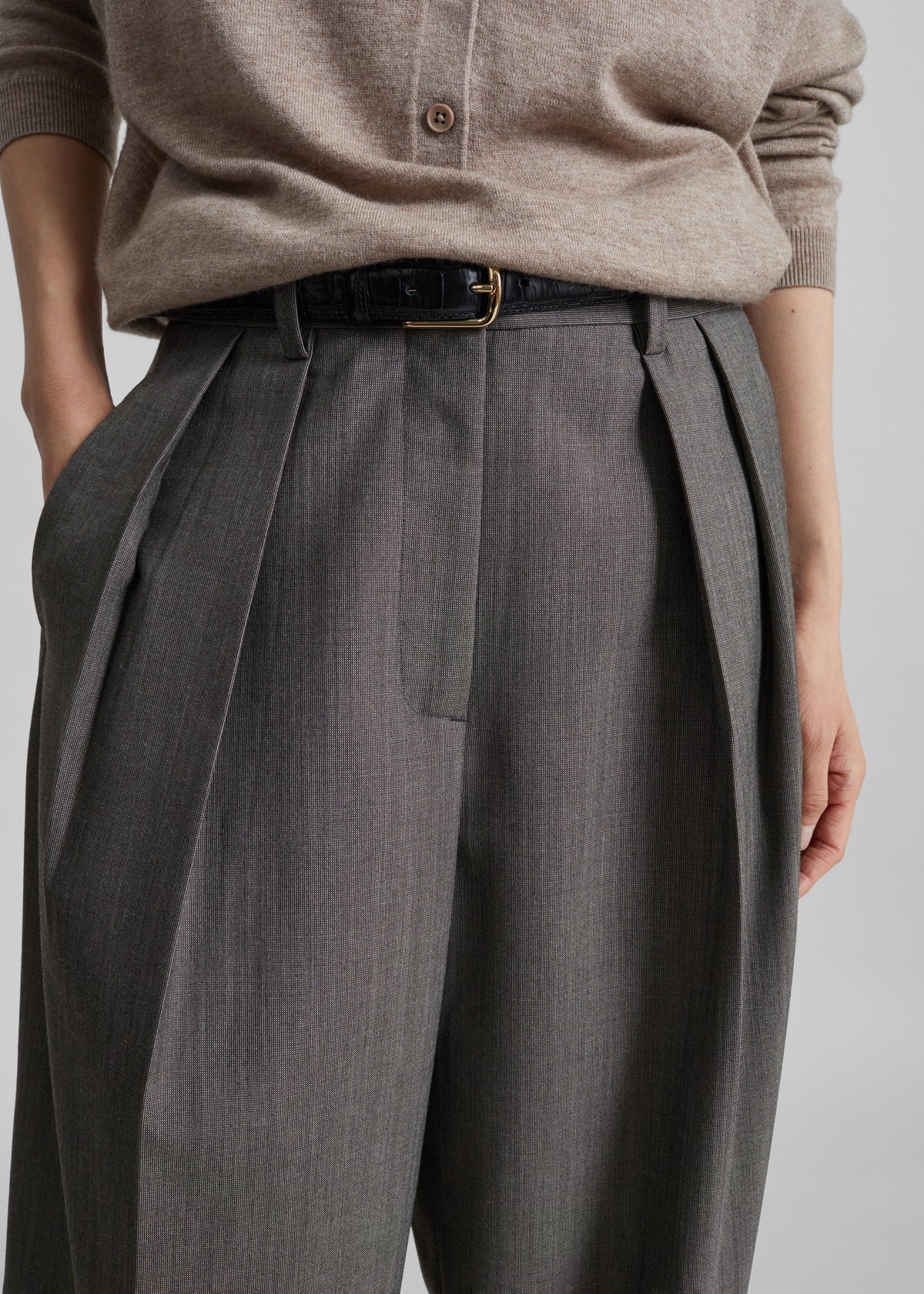 Pantalon Erena plissé - Taupe foncé - 4
