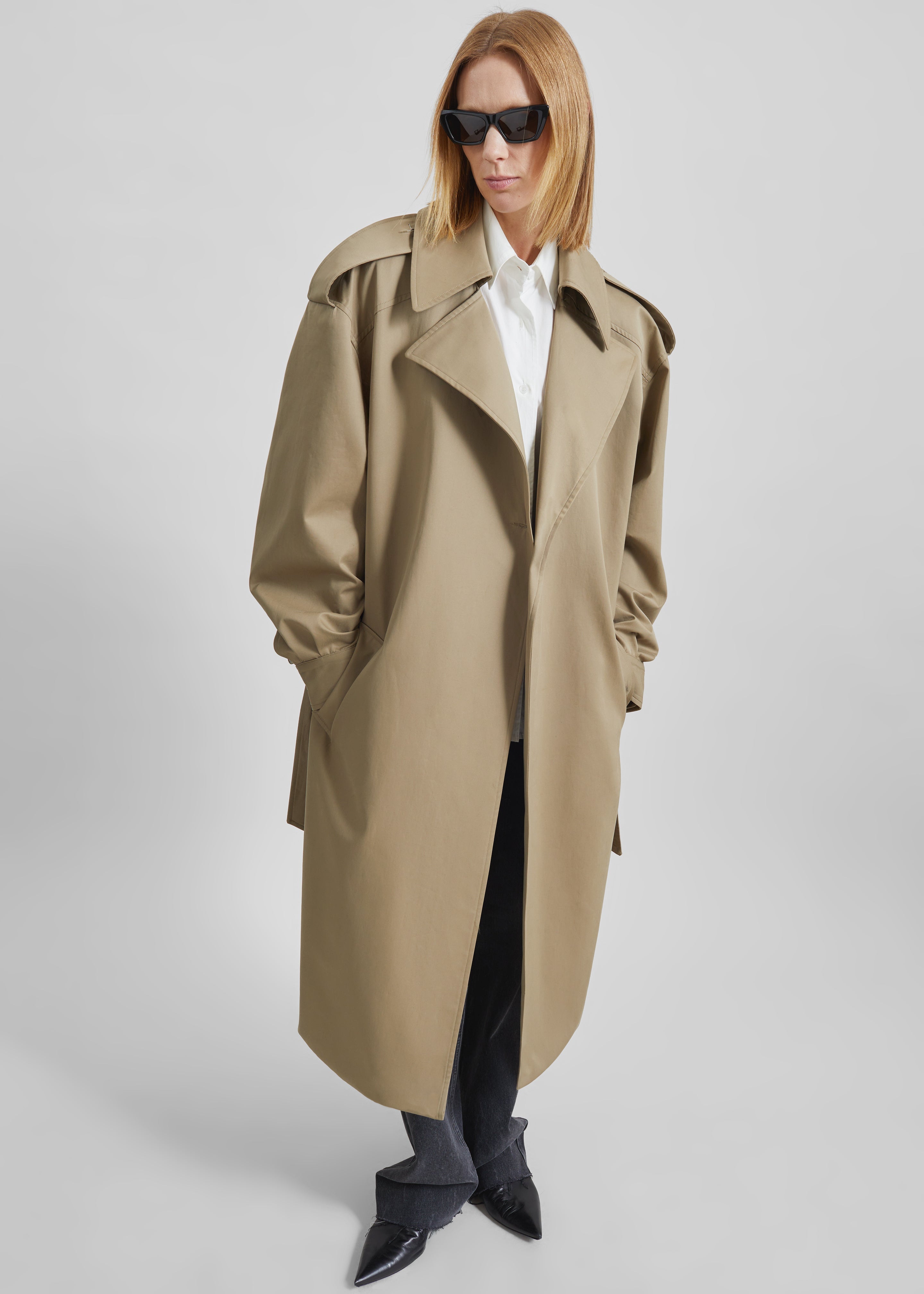 Esben Cotton Trench Coat - Light Taupe