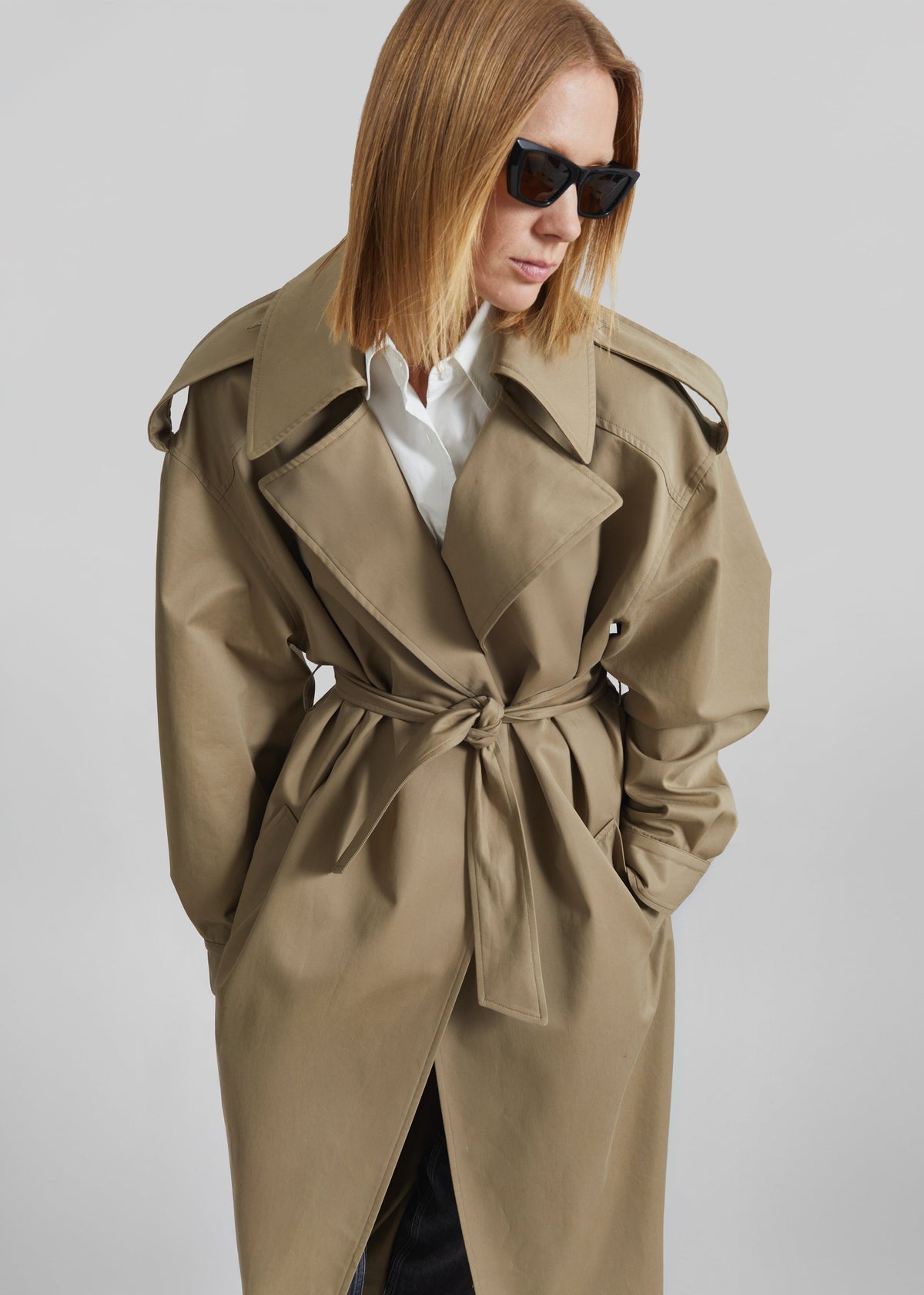 Esben Cotton Trench Coat - Light Taupe