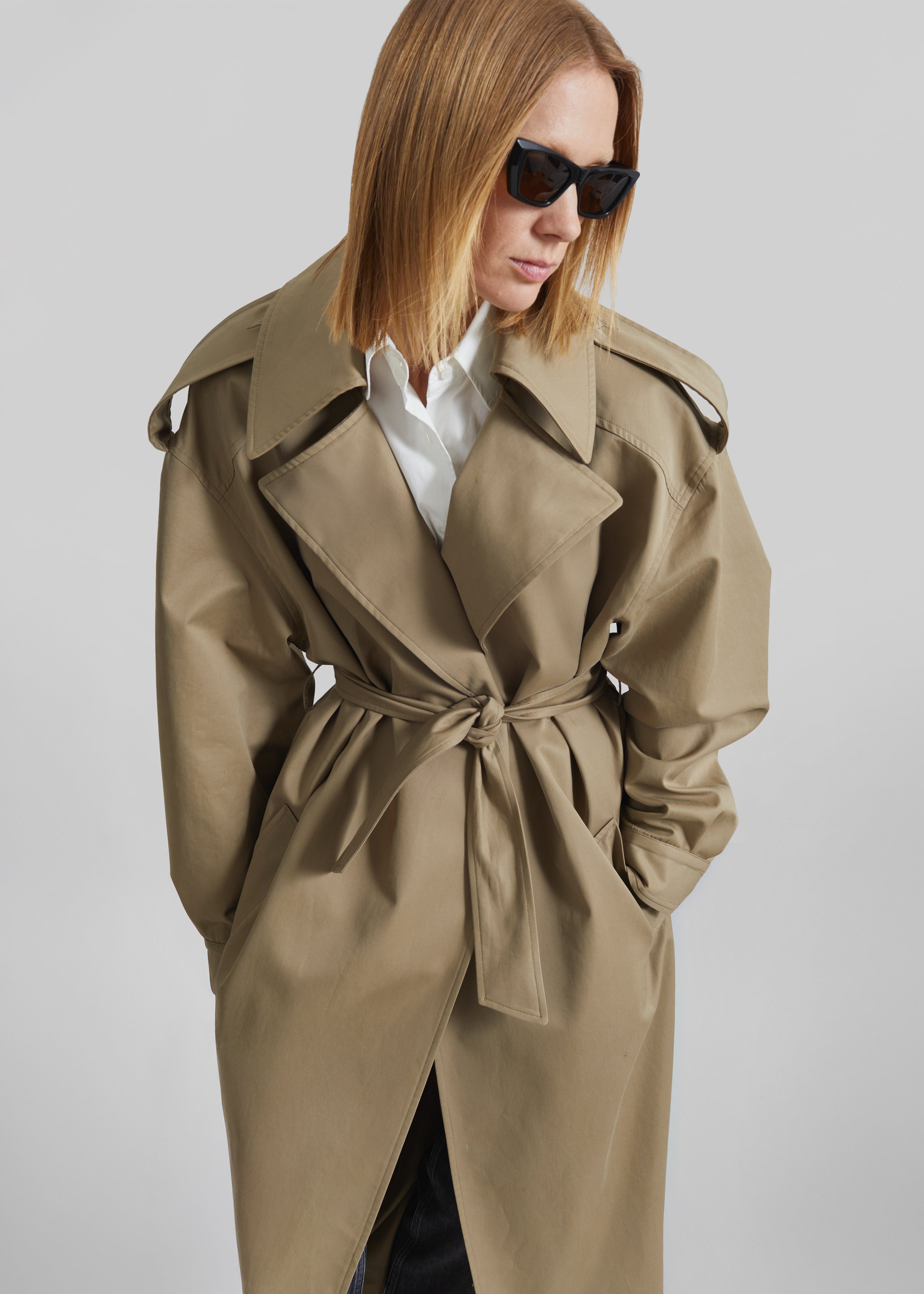 Esben Cotton Trench Coat - Light Taupe