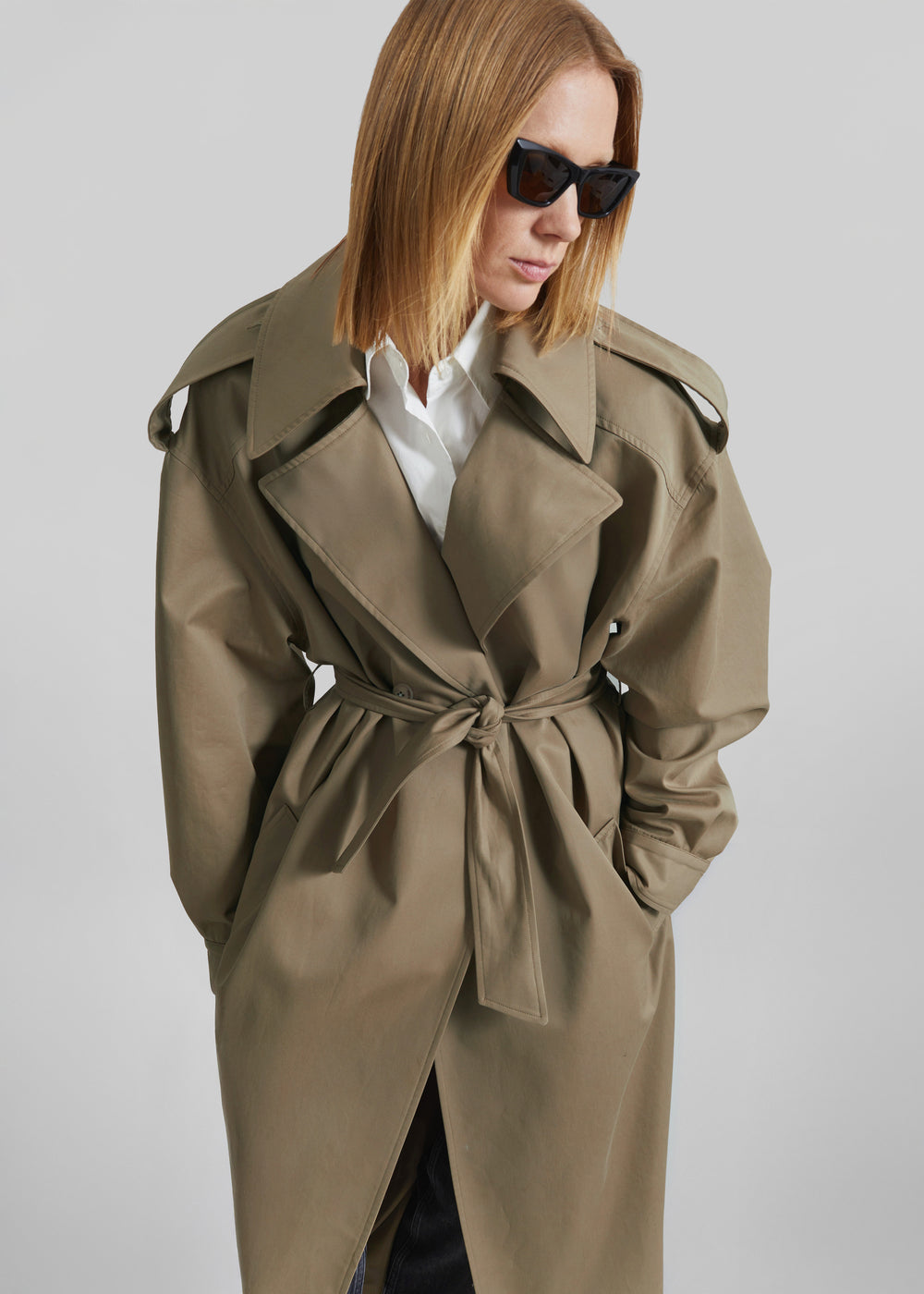 Esben Cotton Trench Coat - Light Taupe