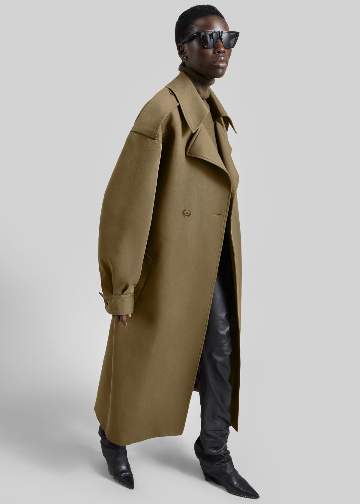 Esben Cotton Trench Coat - Olive