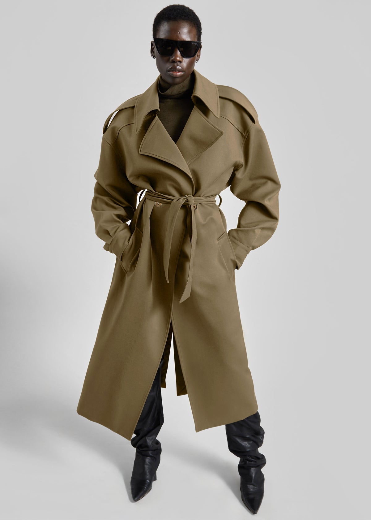 Esben Cotton Trench Coat - Olive