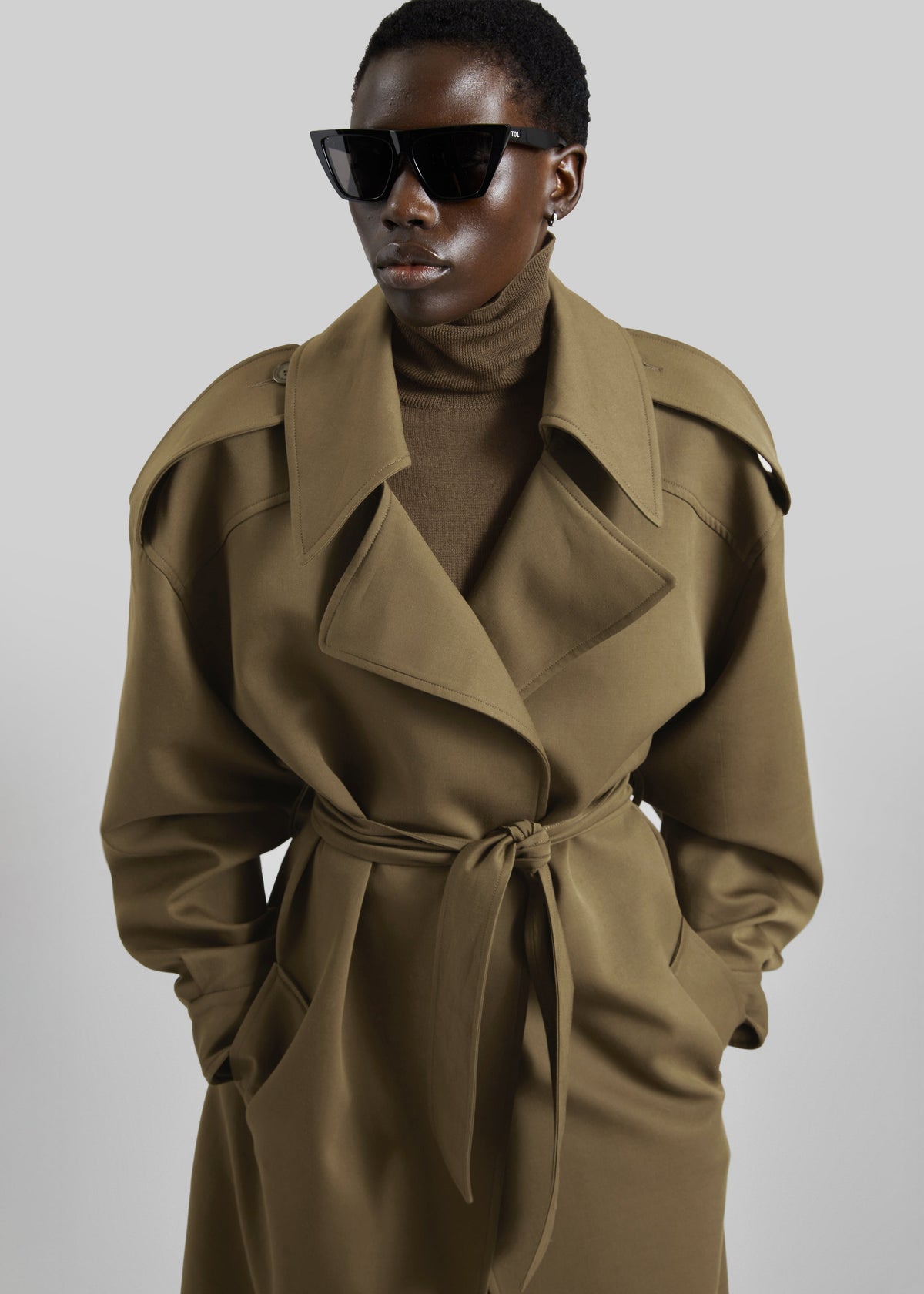 Esben Cotton Trench Coat - Olive