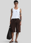 Esher Denim Bermuda Shorts - Beige/Brown Stripe