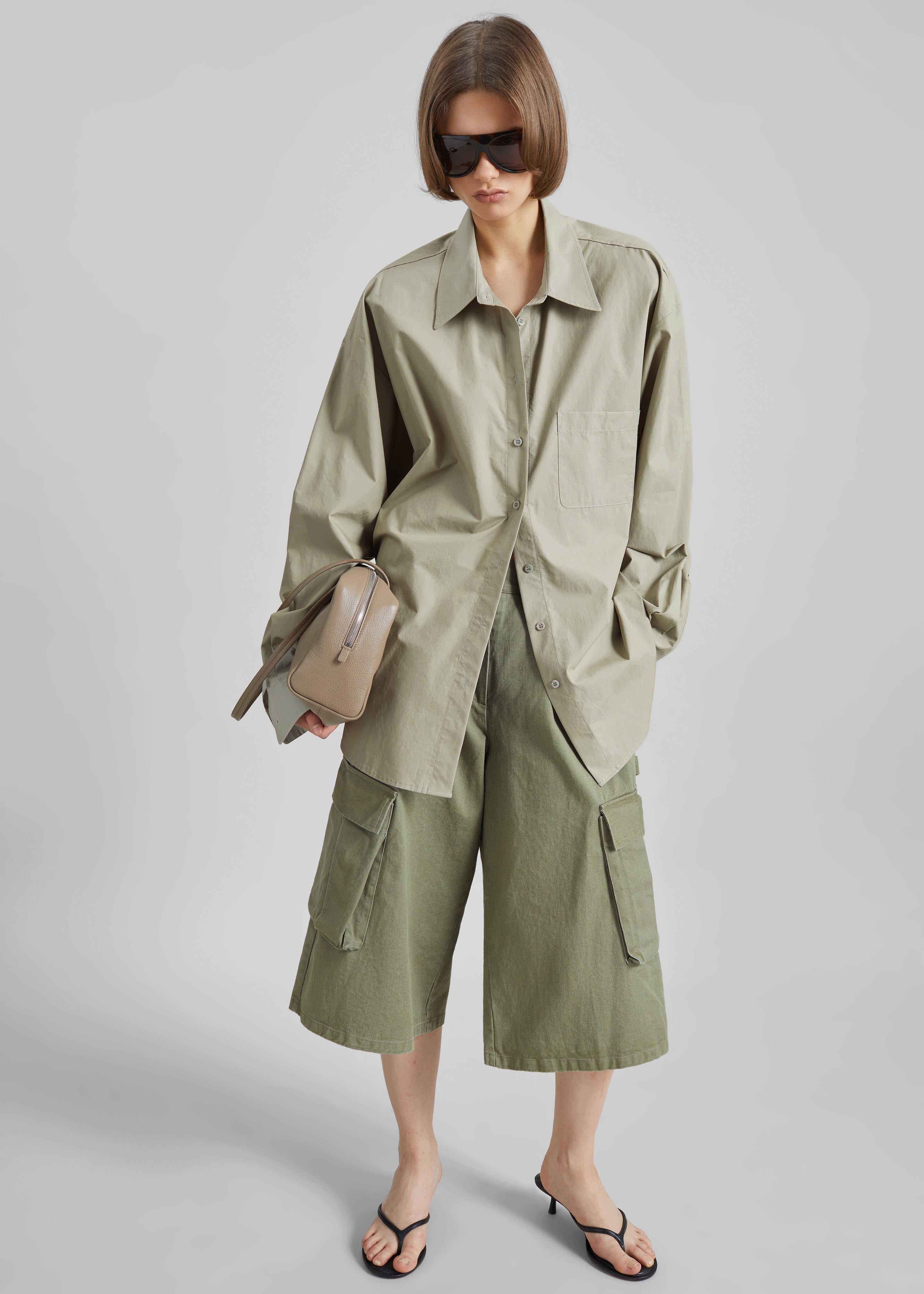 Eston Cotton Oversized Shirt - Sage - 5