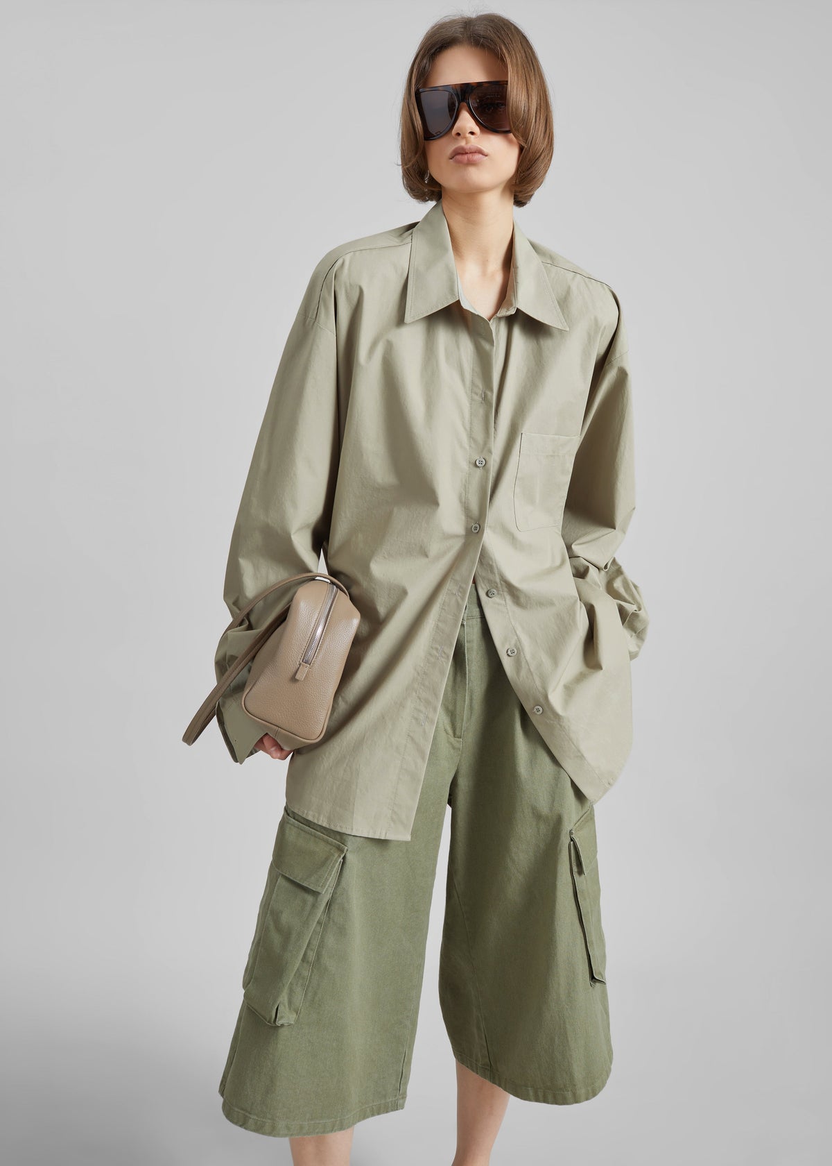Eston Cotton Oversized Shirt - Sage - 1