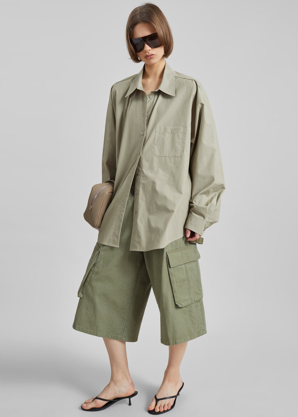 Eston Cotton Oversized Shirt - Sage - 1