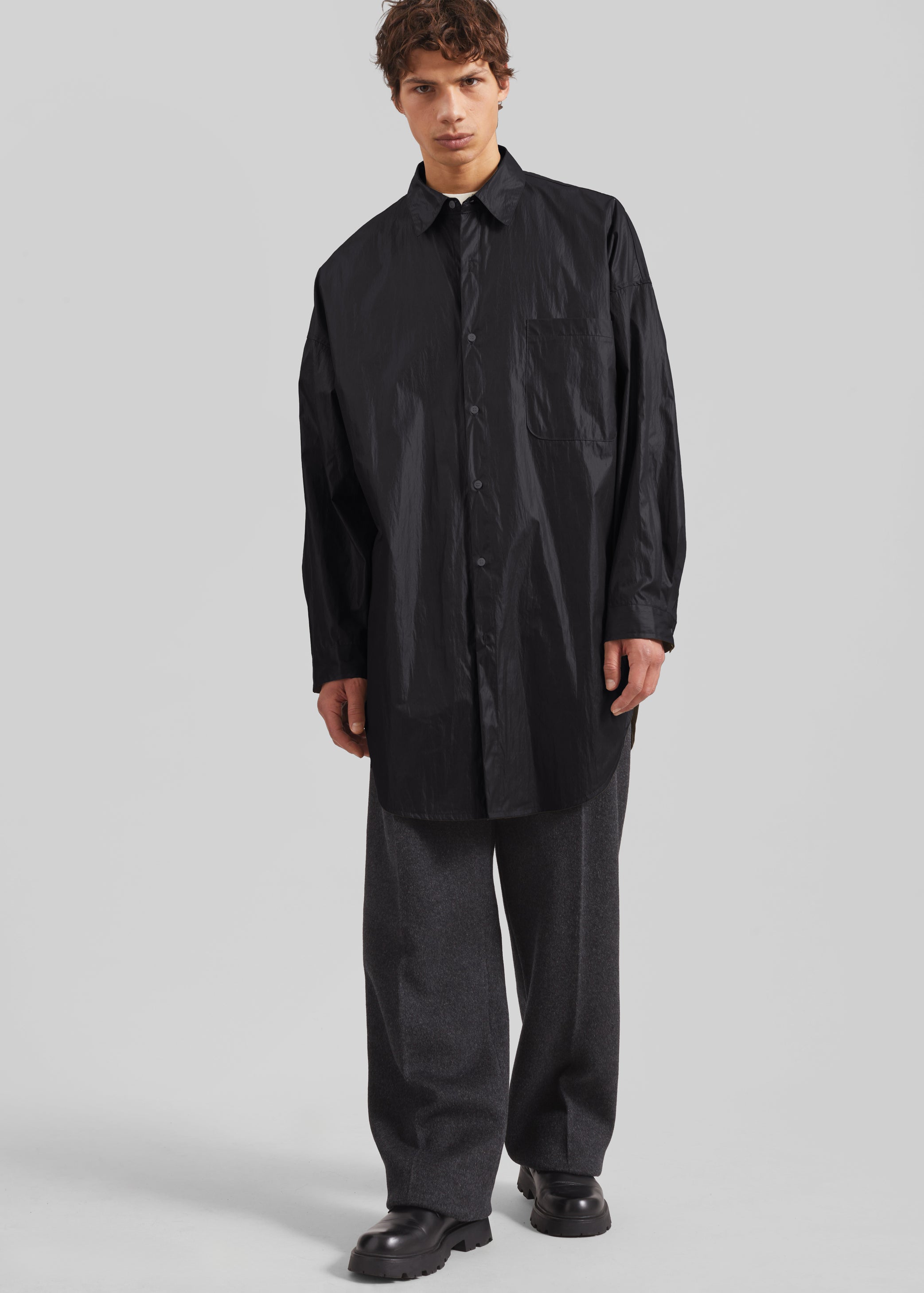 Shop the look image for Etah Lustrous Oversized Shirt - Black