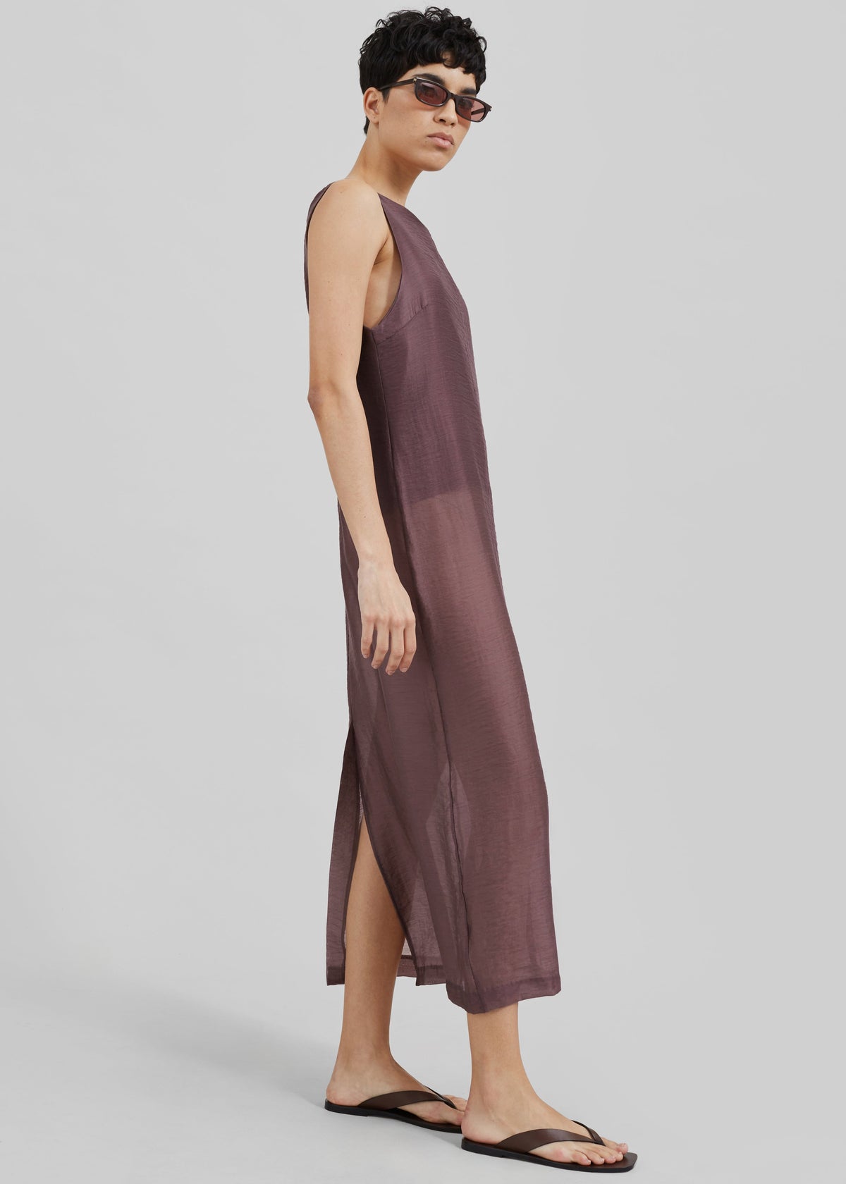 Etta Sheer Maxi Dress - Brown - 2