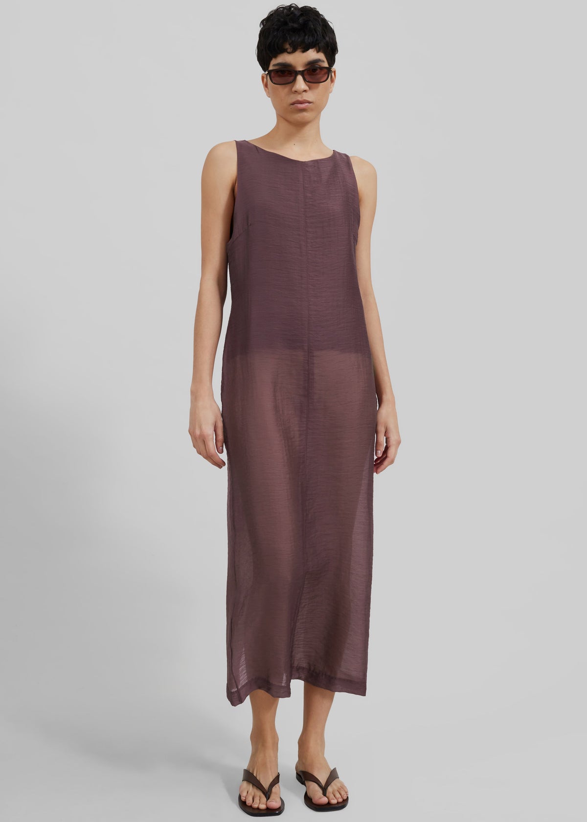 Etta Sheer Maxi Dress - Brown - 1