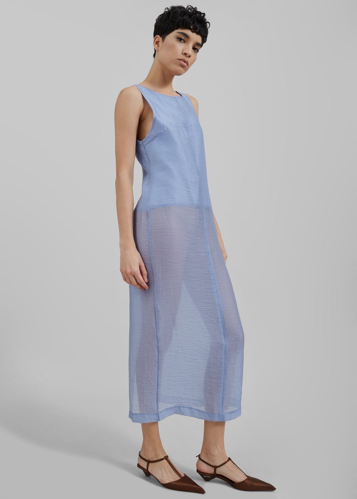 Etta Sheer Maxi Dress - Dusty Blue - 2