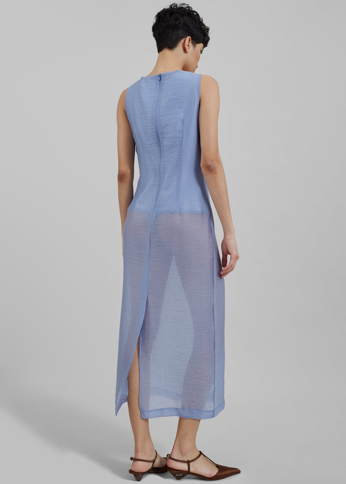 Etta Sheer Maxi Dress - Dusty Blue - 5