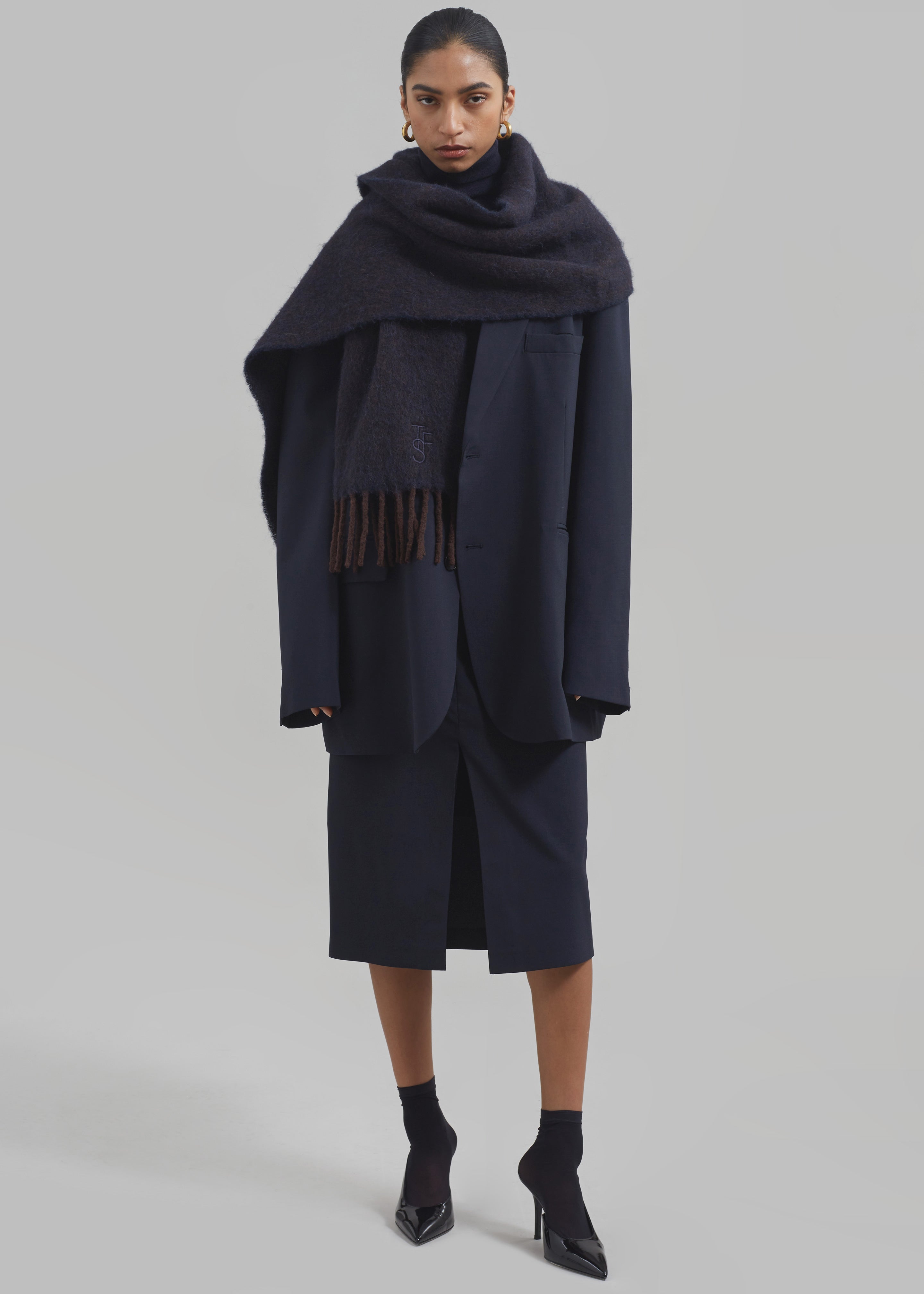 Etta Wool Scarf - Navy - 3