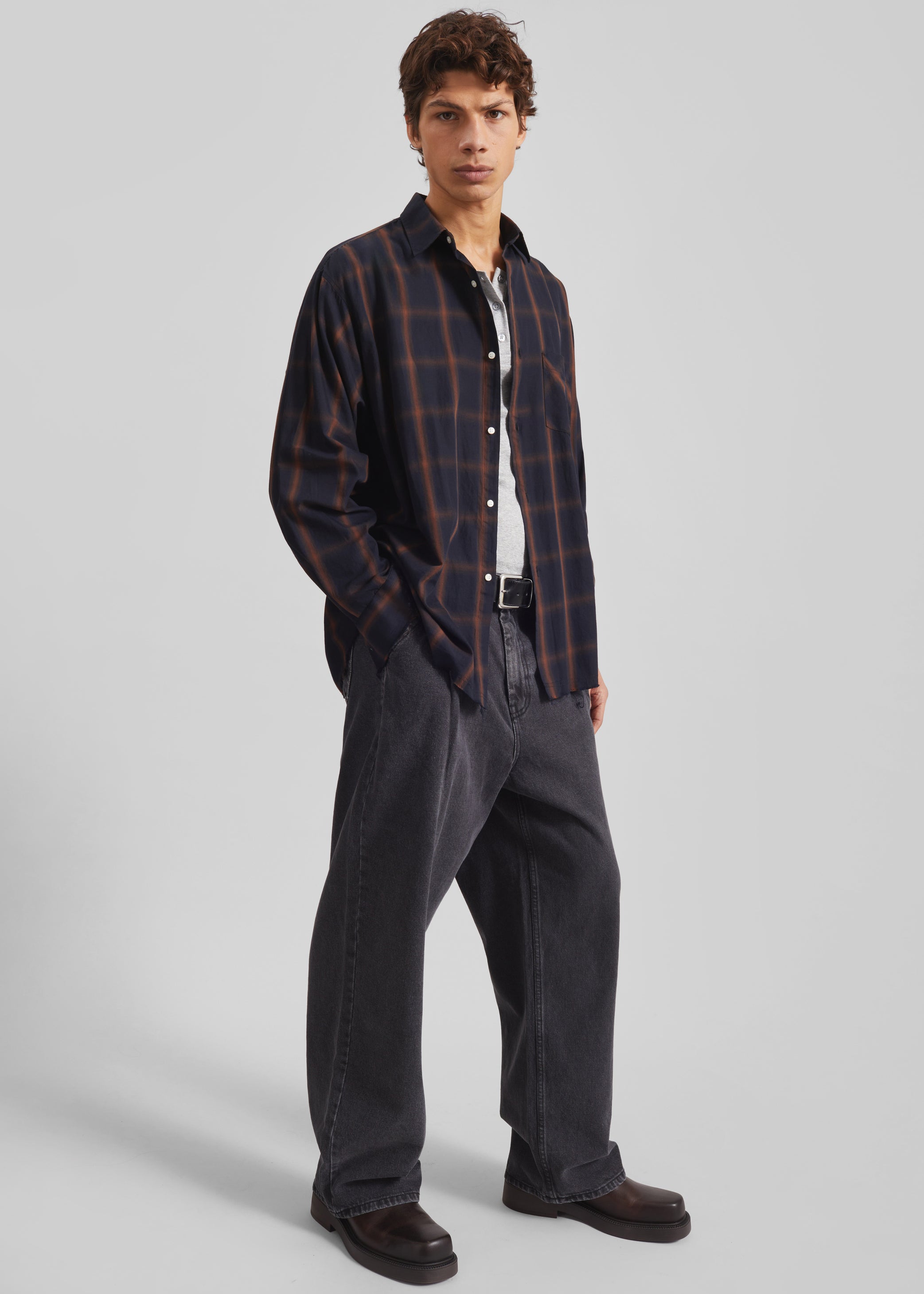 Shop the look image for Evald Shirt - Navy Plaid