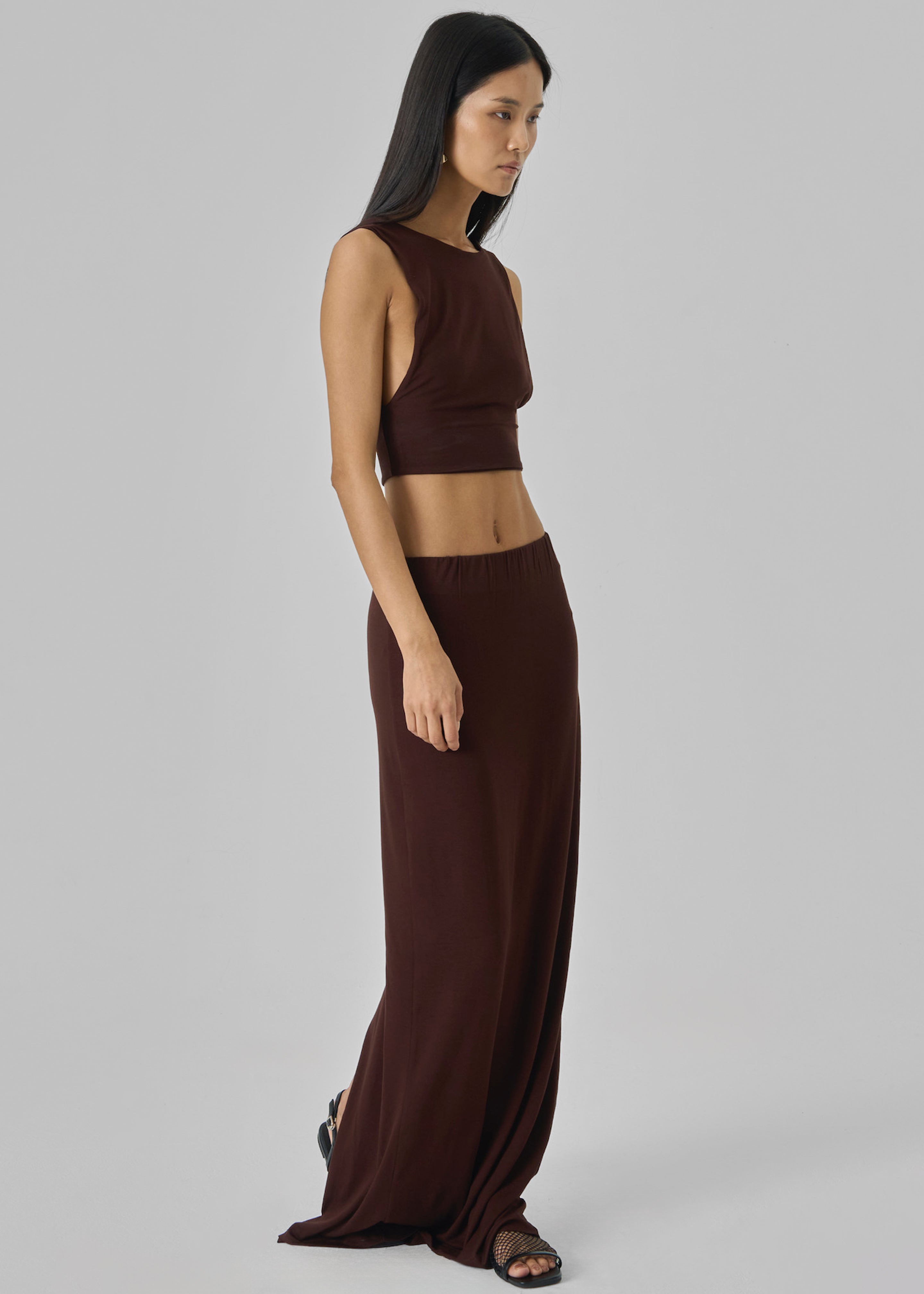 Evangeline Cropped Tank - Brown - 3