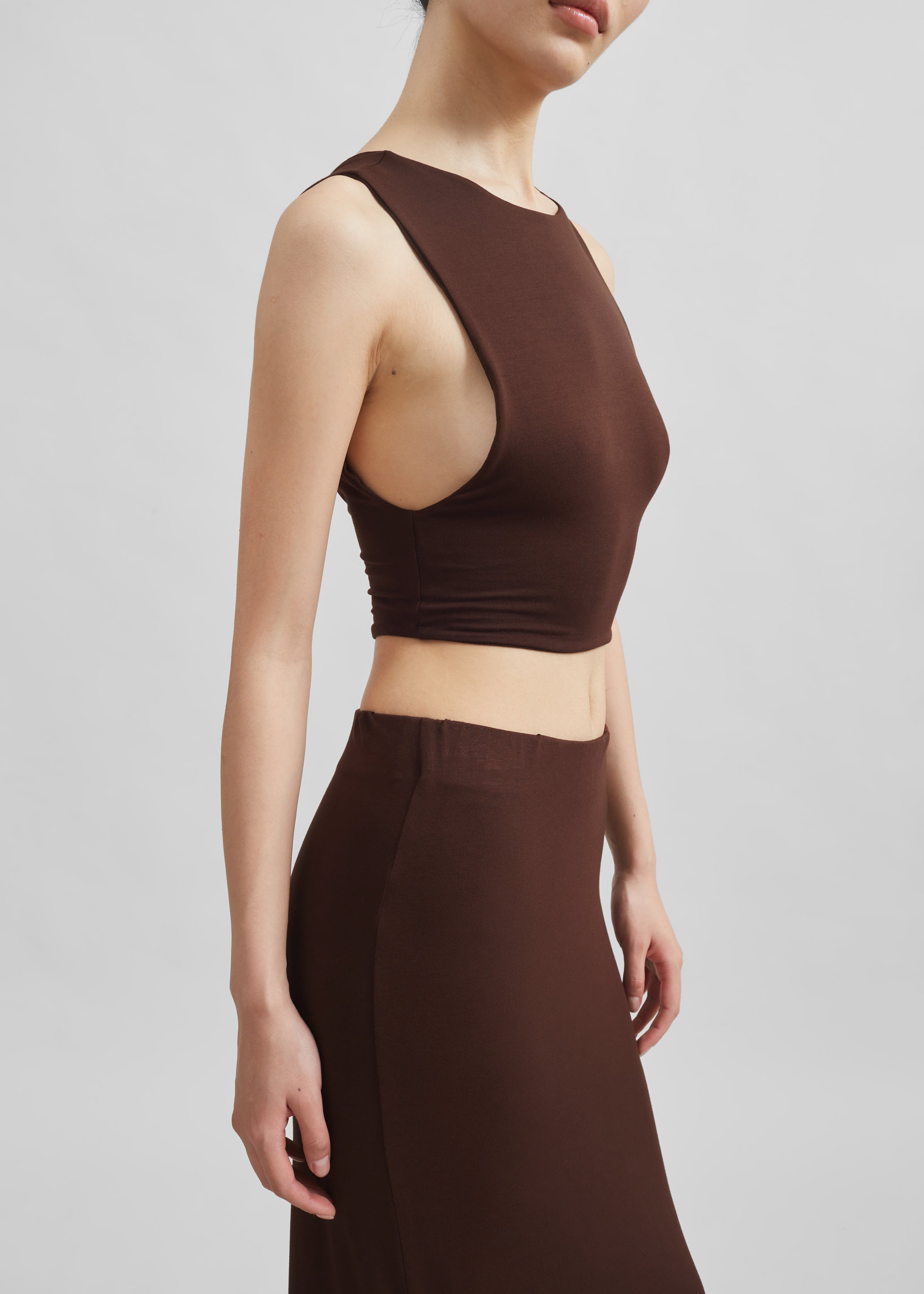 Evangeline Cropped Tank - Brown - 4