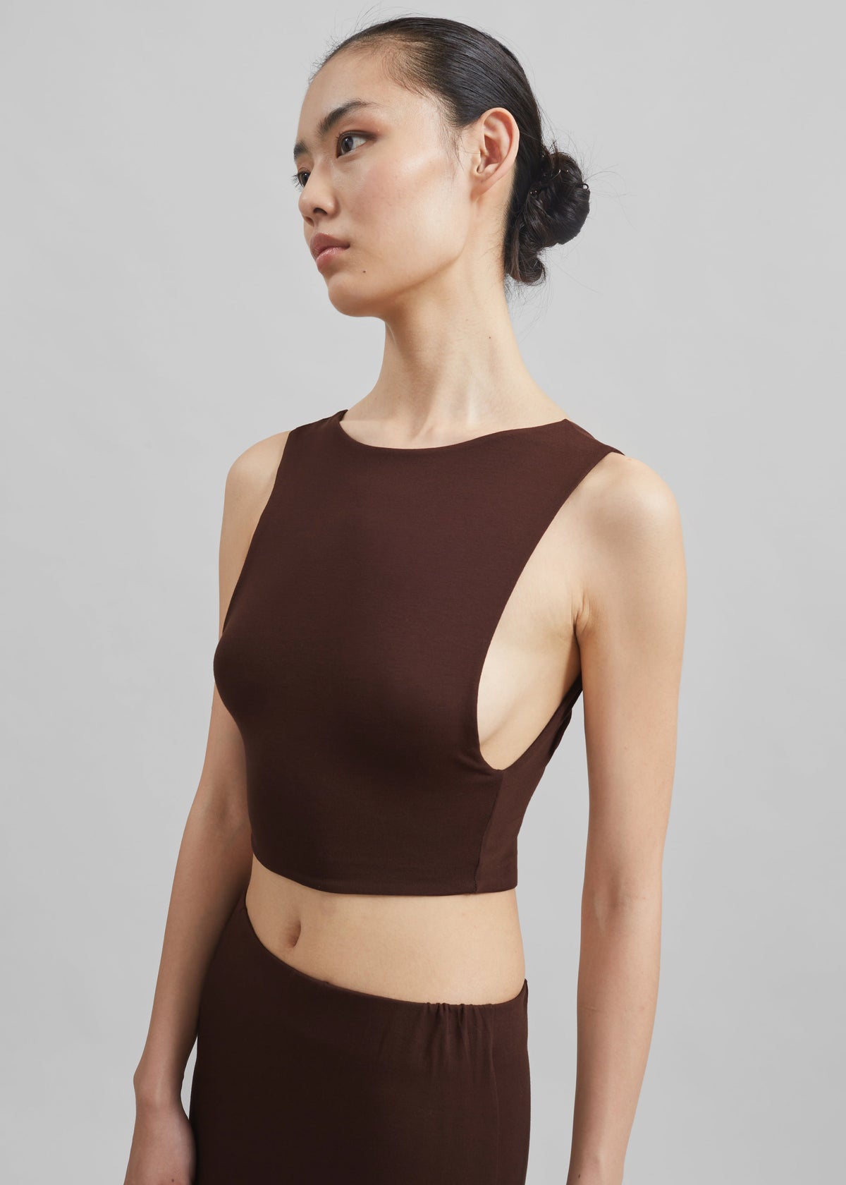 Evangeline Cropped Tank - Brown - 7