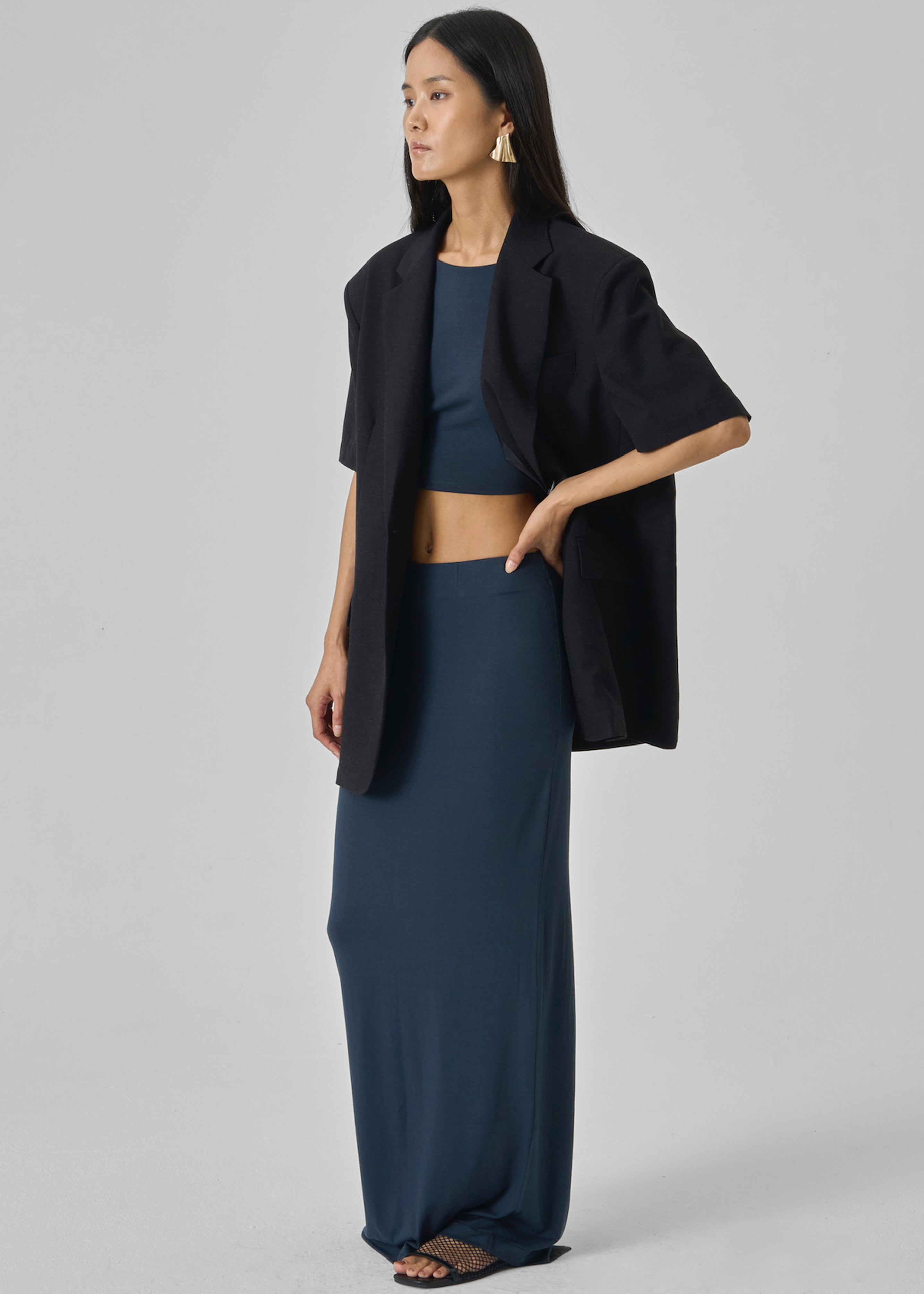 Evangeline Maxi Skirt - Navy - 1