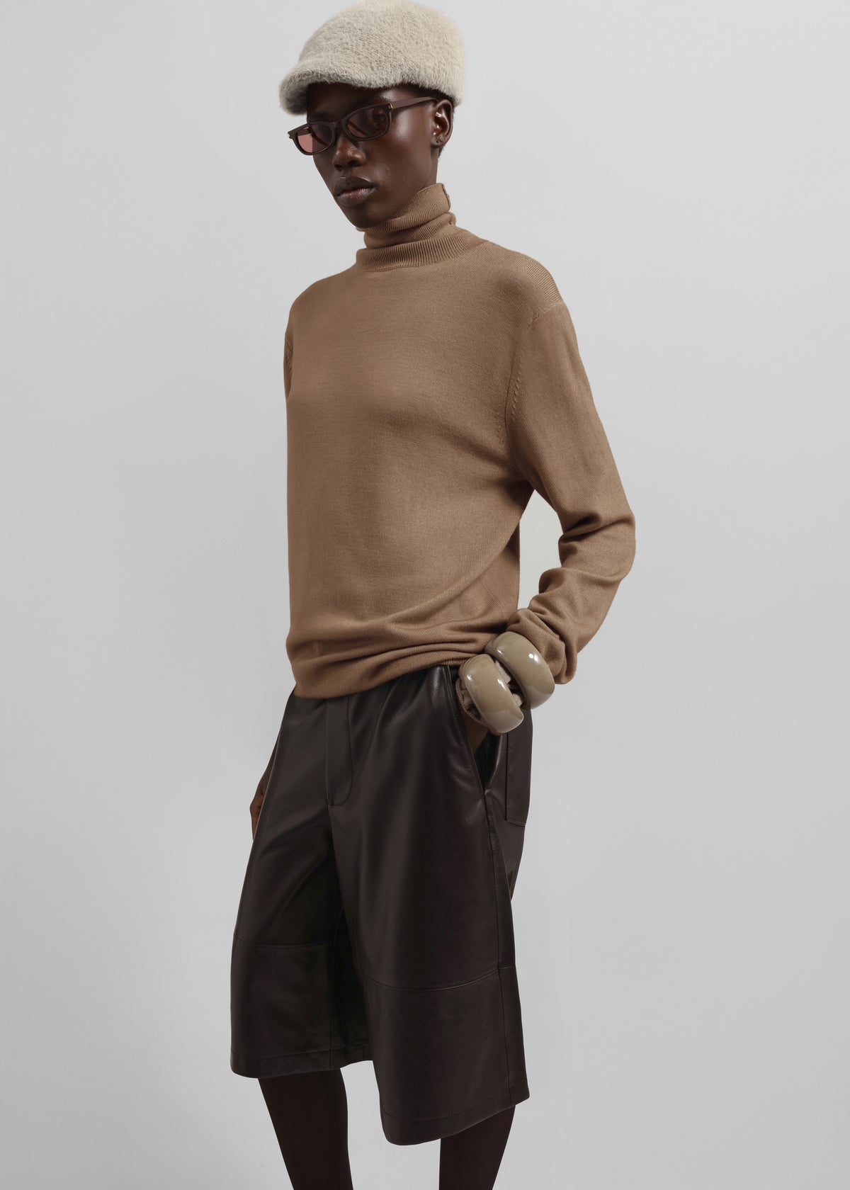 Eve Thin Turtleneck Sweater - Camel - 2