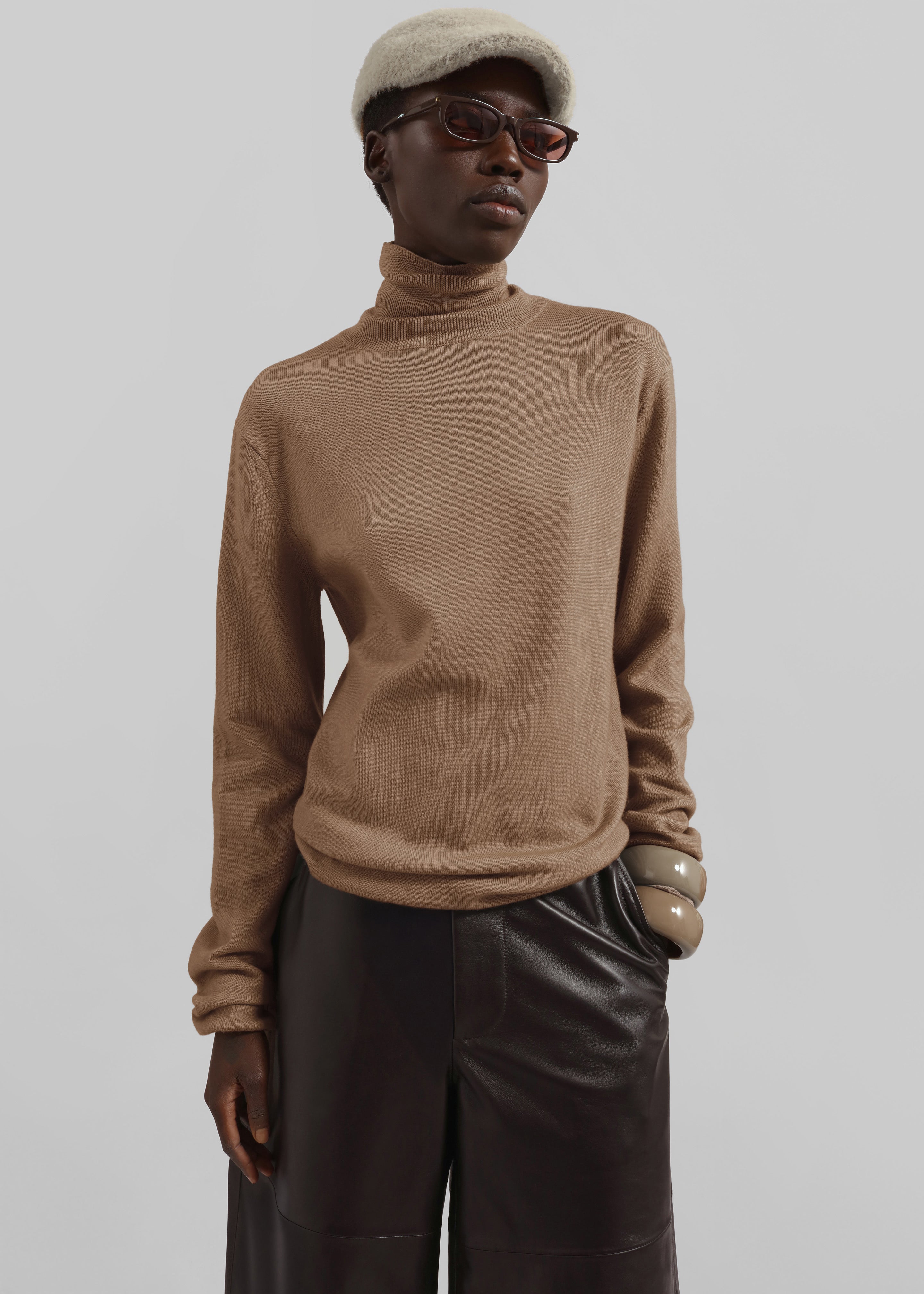 Eve Thin Turtleneck Sweater - Dark Grey Melange – The Frankie Shop