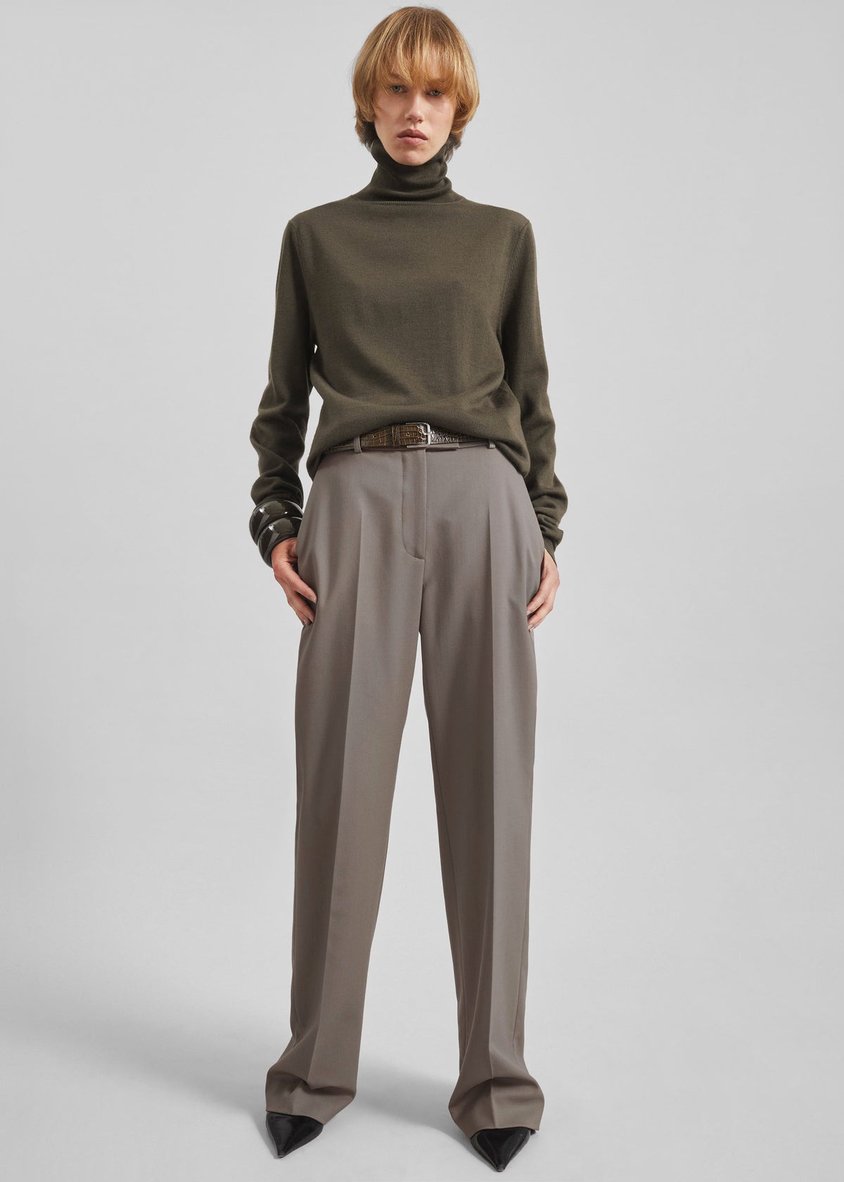 Eve Thin Turtleneck Sweater - Olive - 3