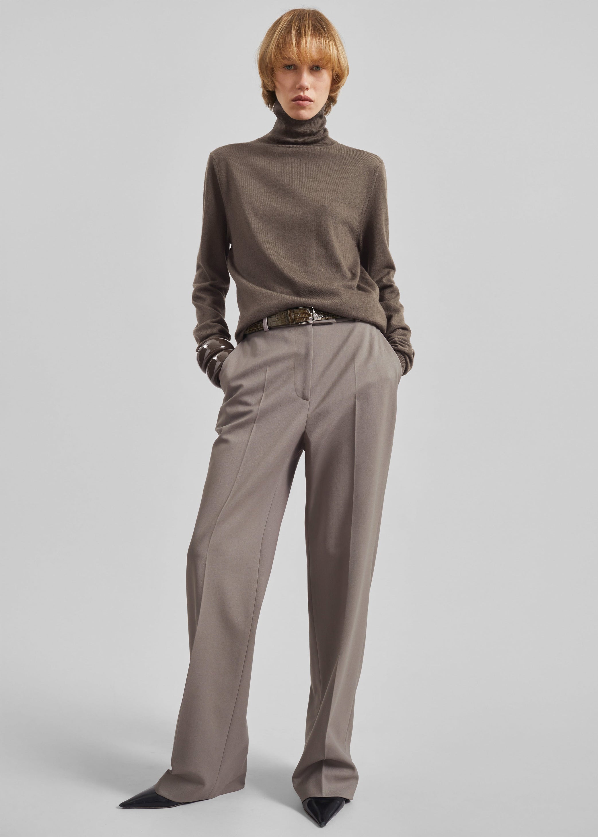 Shop the look image for Eve Thin Turtleneck Sweater - Dark Taupe