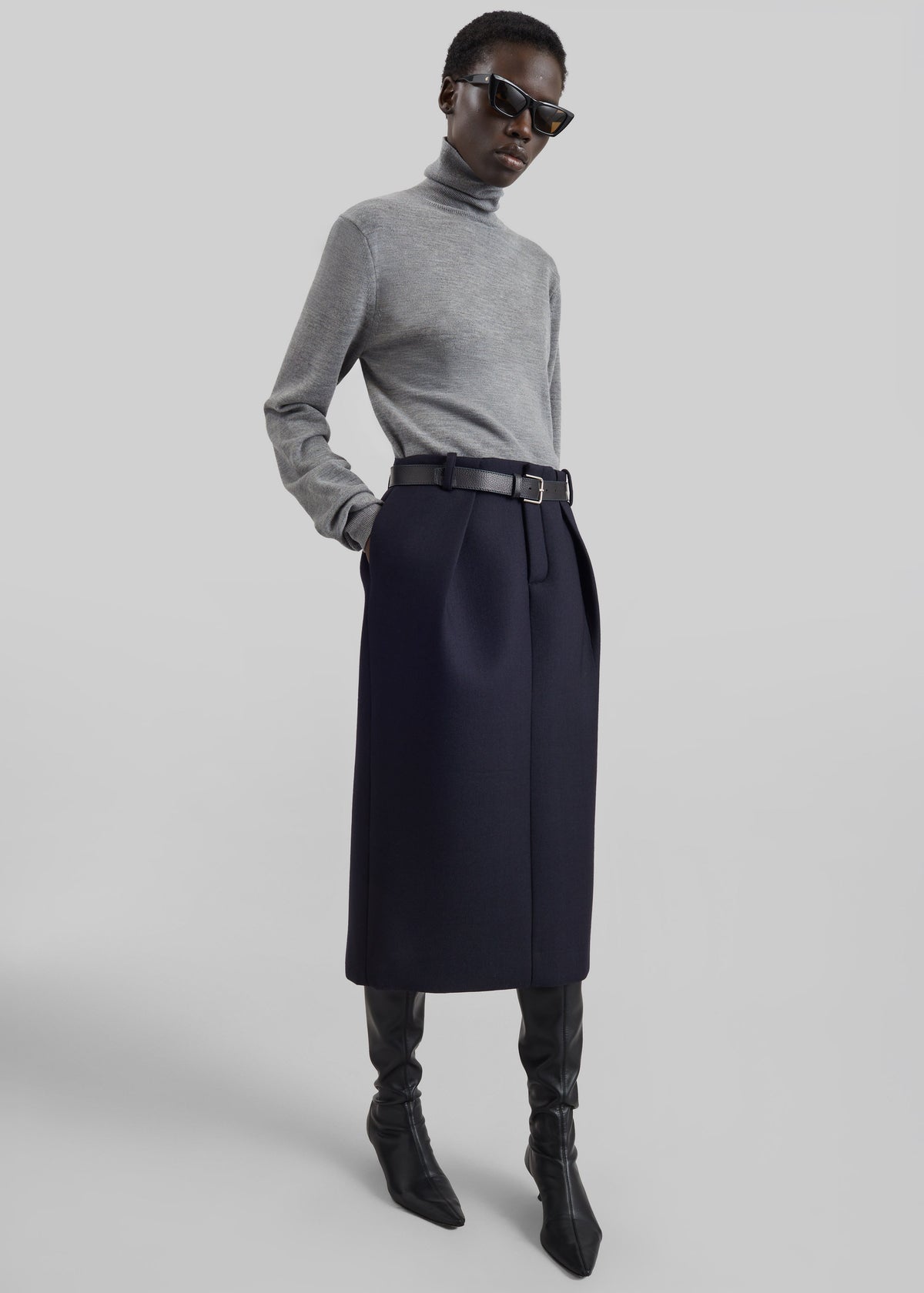 Pull Eve fin à col roulé - Gris clair