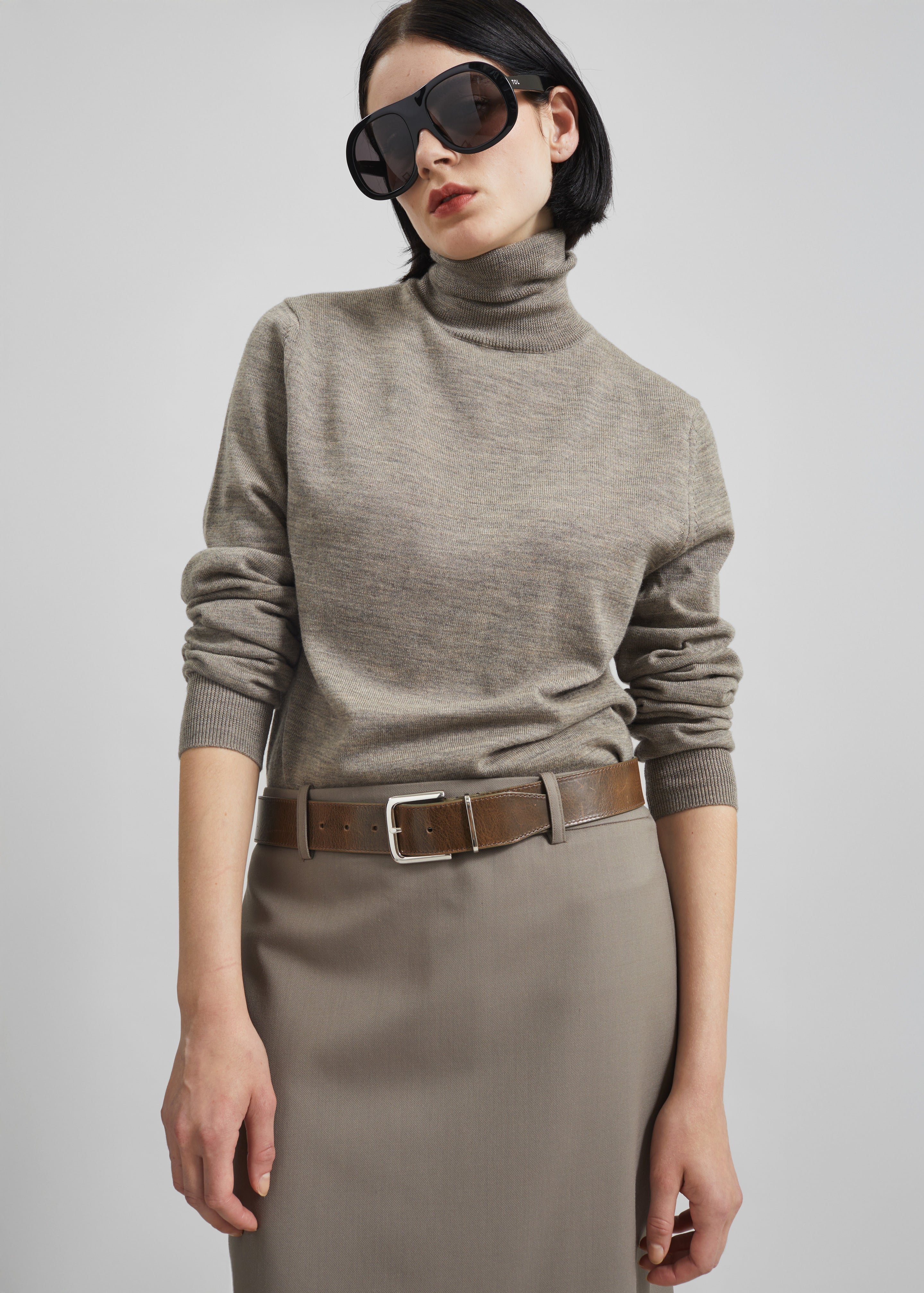Eve Thin Turtleneck Sweater - Taupe - 3