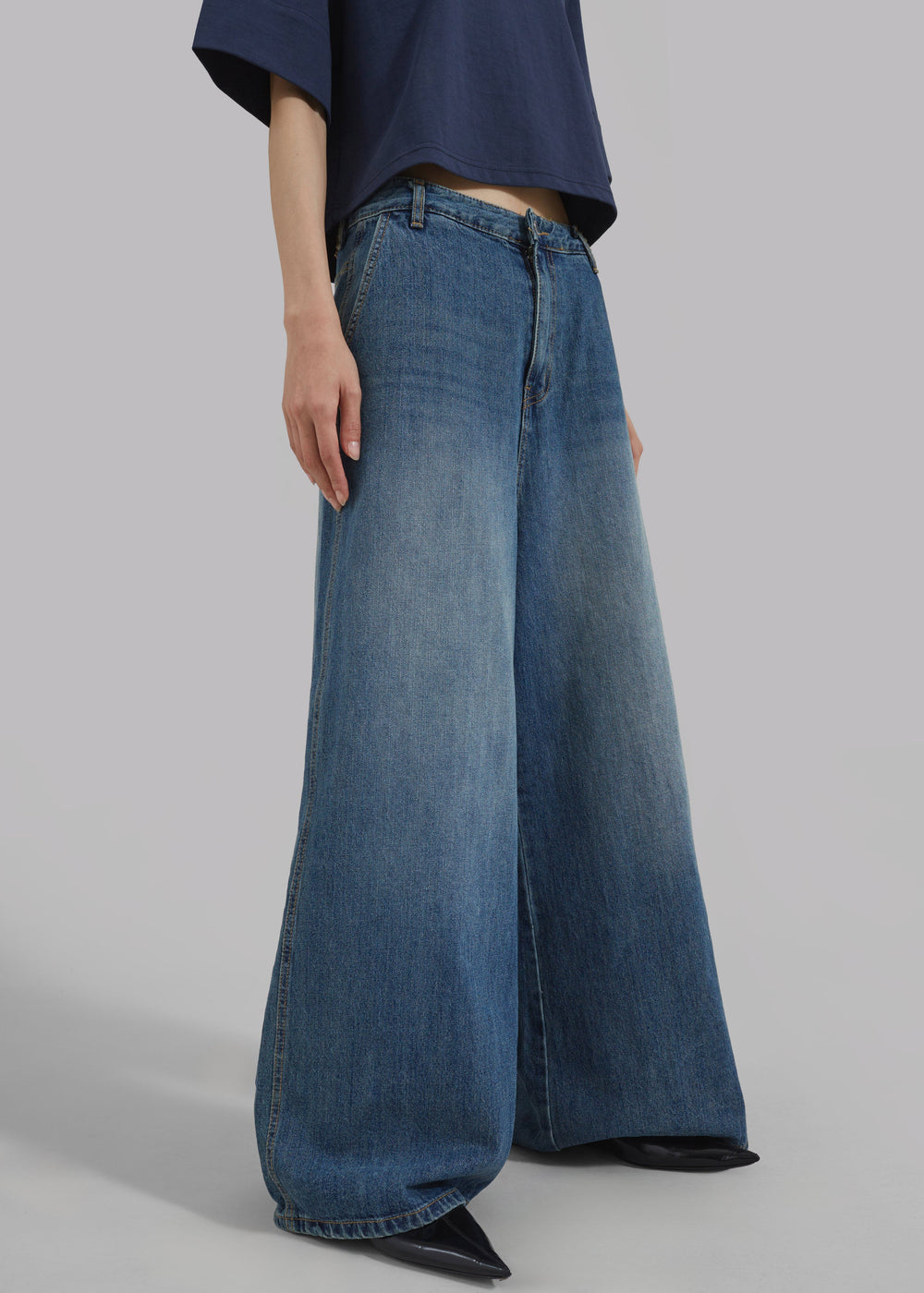 Eve Wide Leg Jeans - Medium Wash - 1