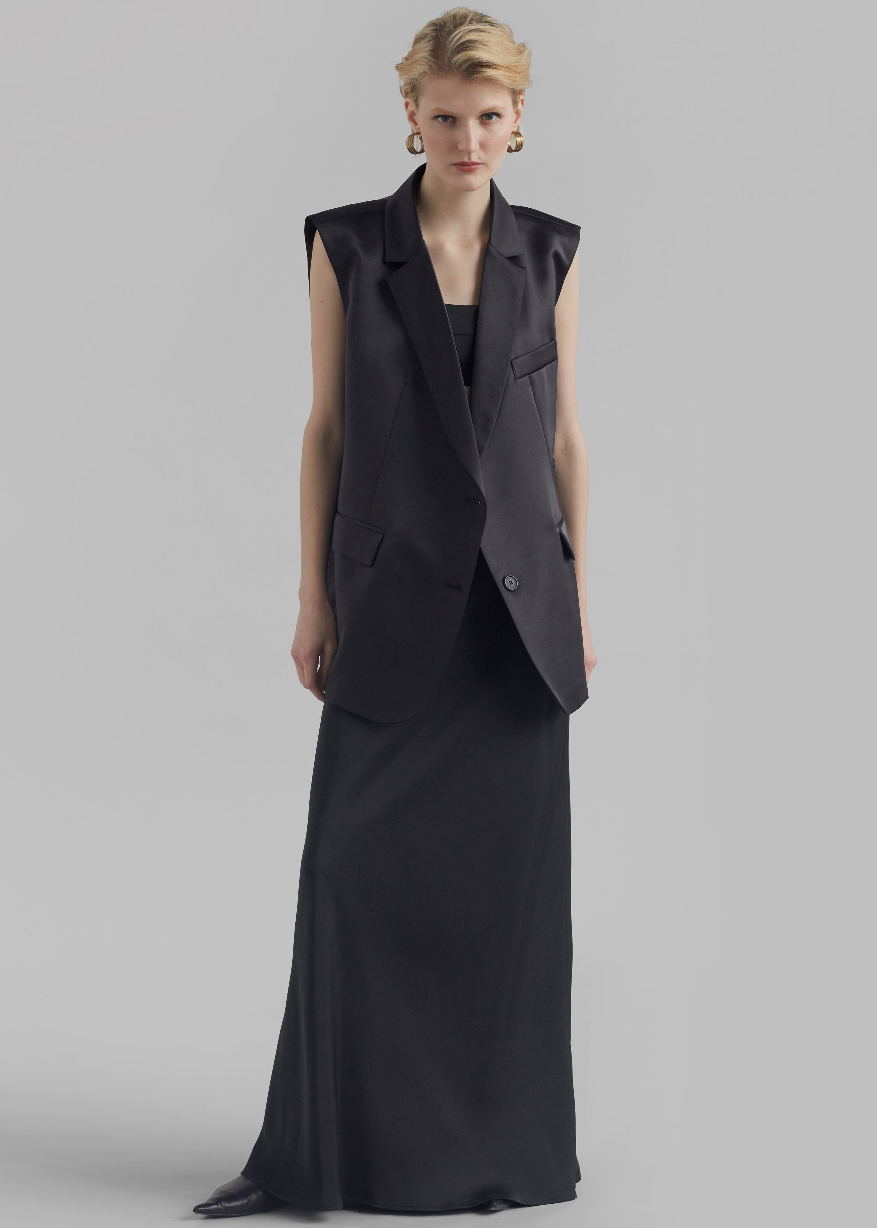 Everly Satin Vest - Black - 4