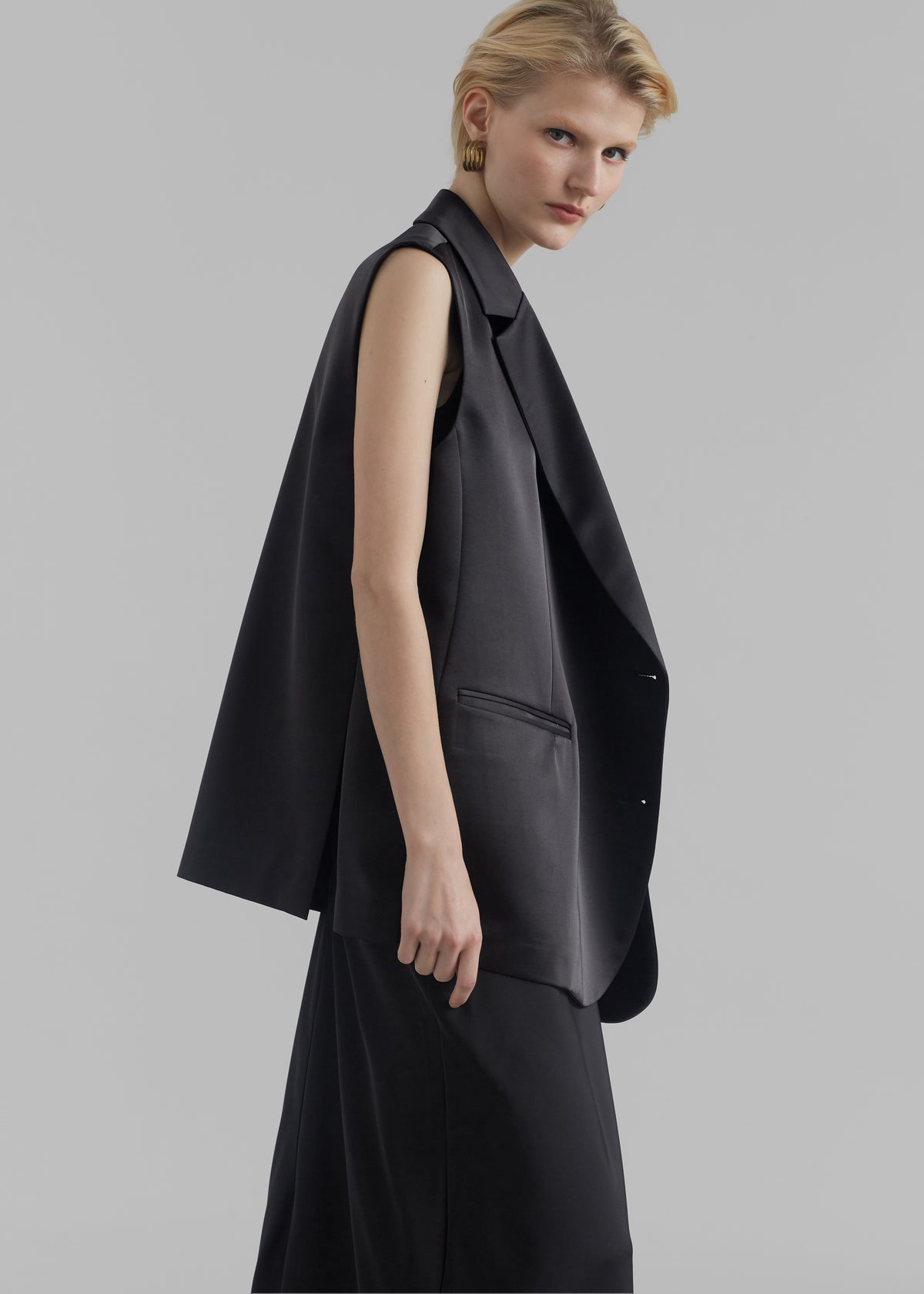 Everly Satin Vest - Black - 7