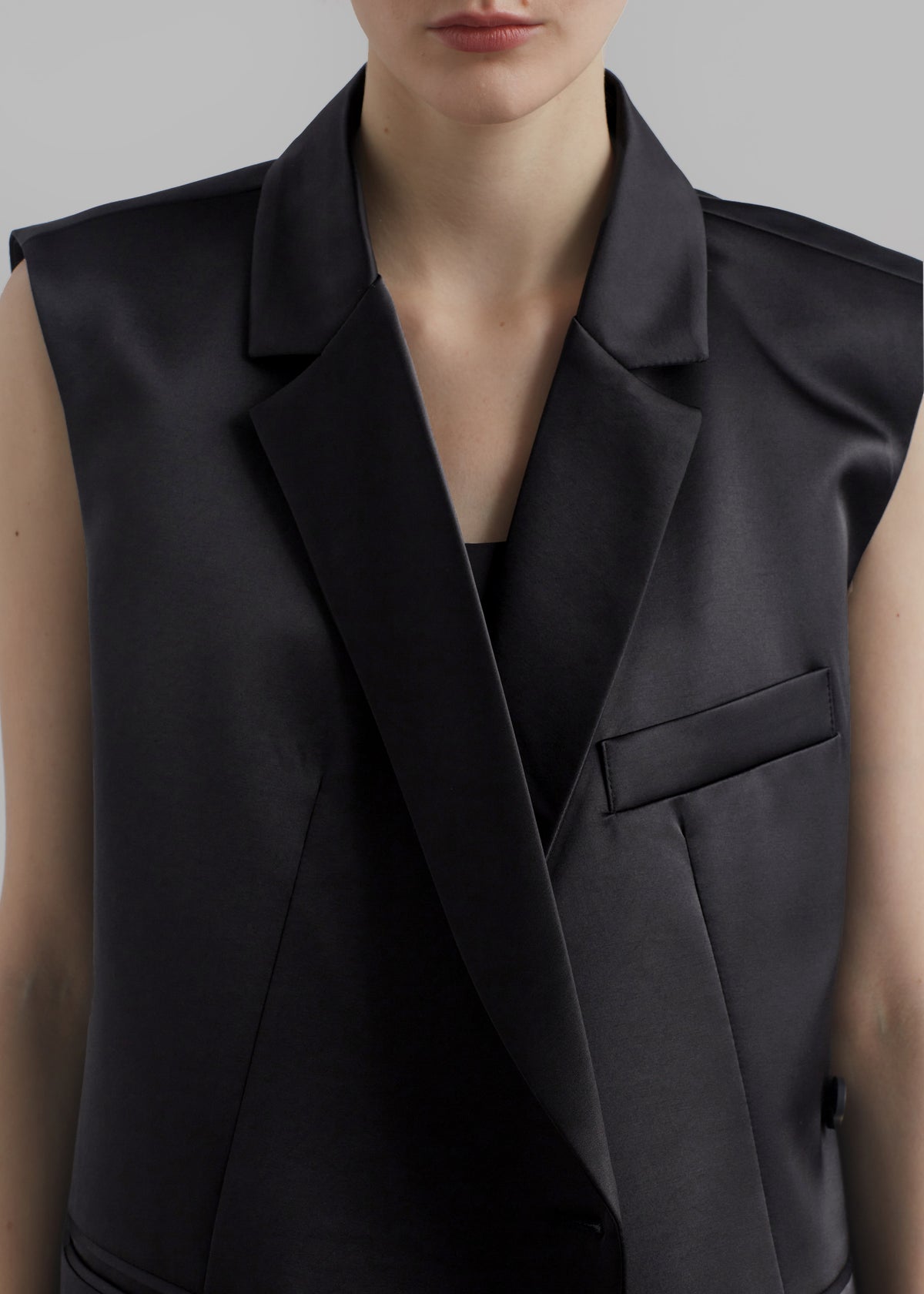 Everly Satin Vest - Black - 5