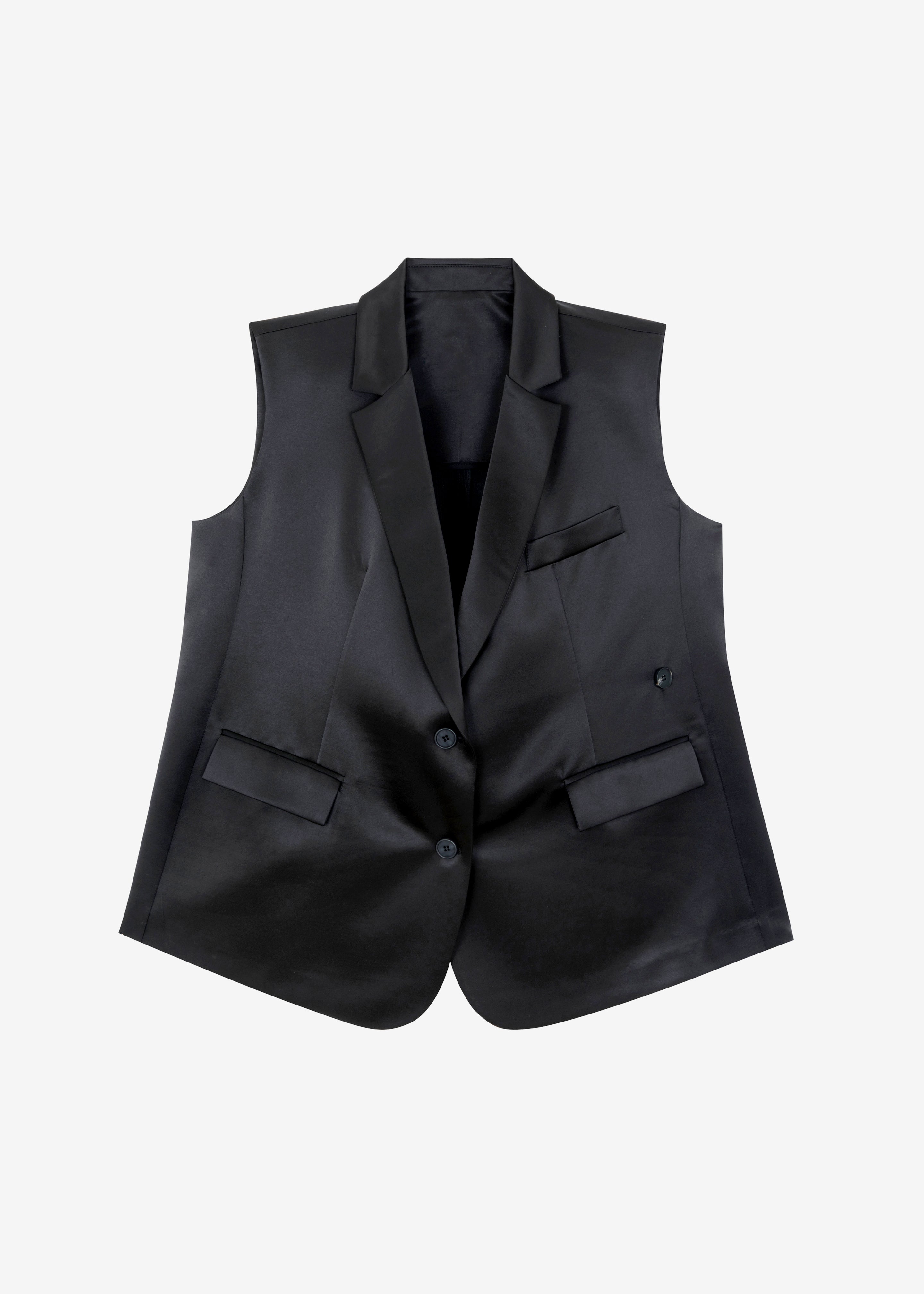 Everly Satin Vest - Black