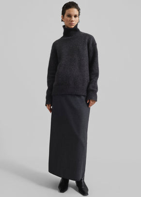 Evesham Wool Maxi Skirt - Charcoal