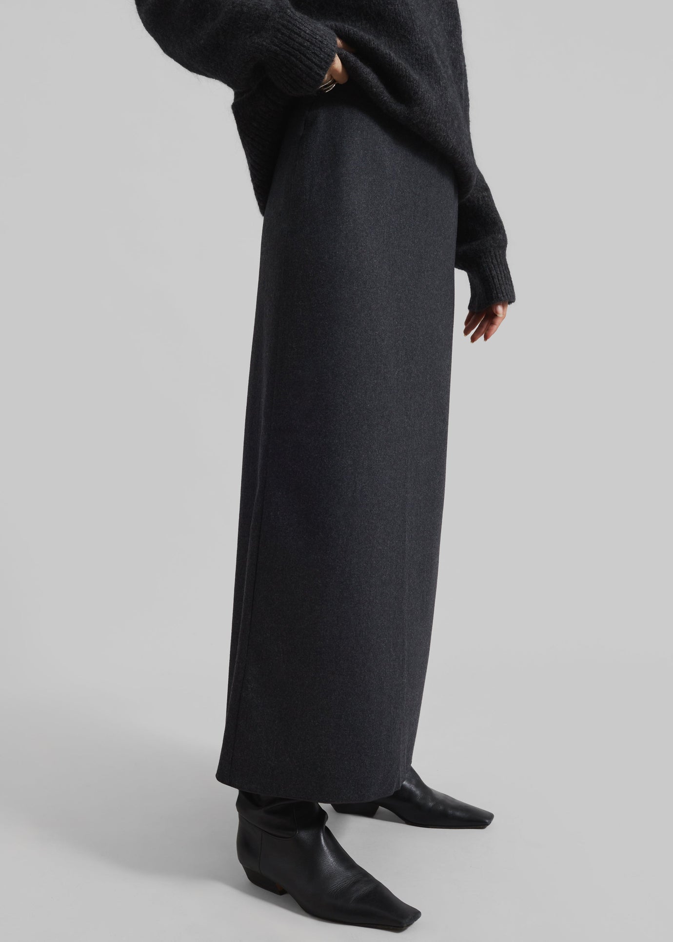 Evesham Wool Maxi Skirt - Charcoal - 1