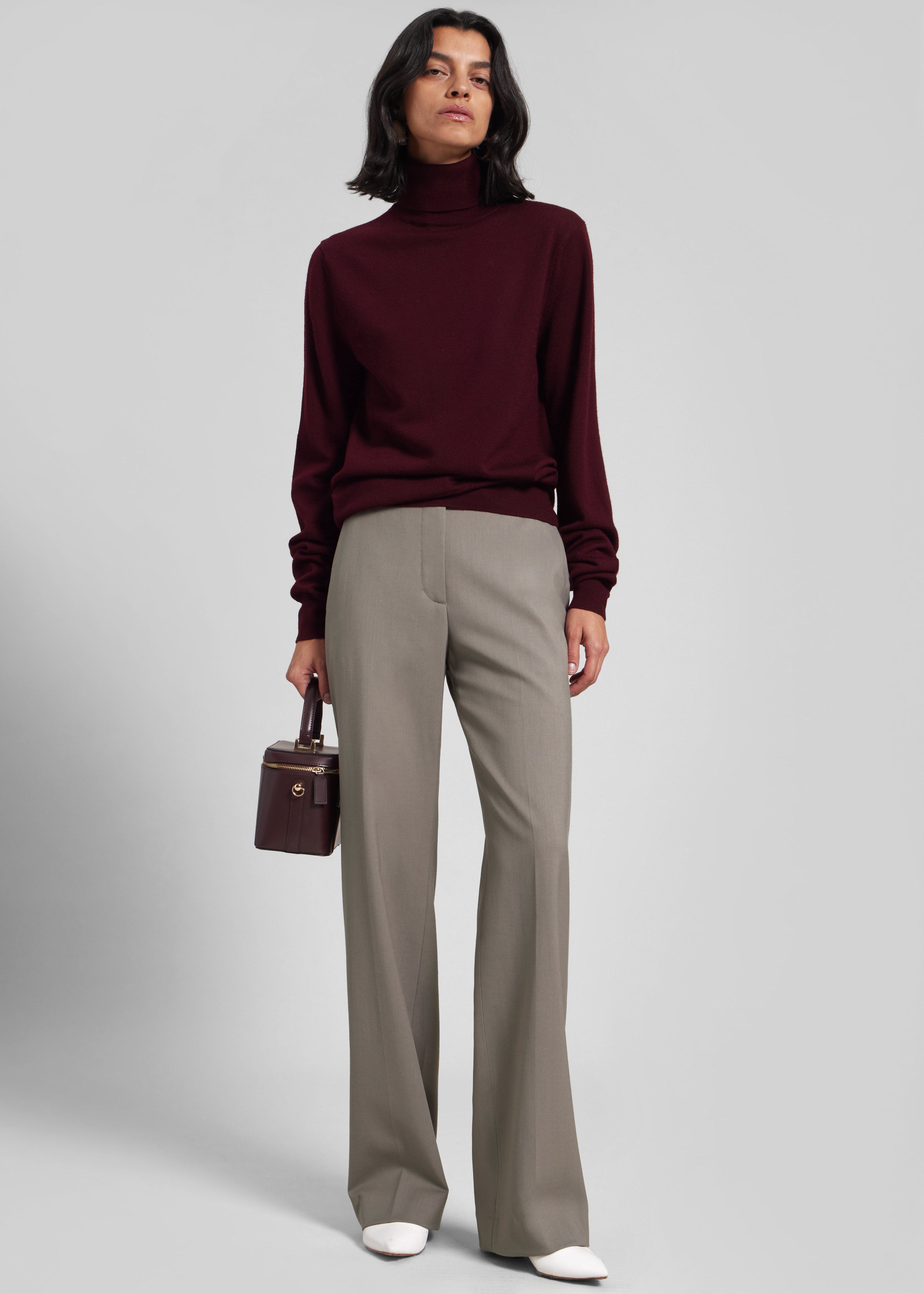 Eve Thin Turtleneck Sweater - Burgundy - 2