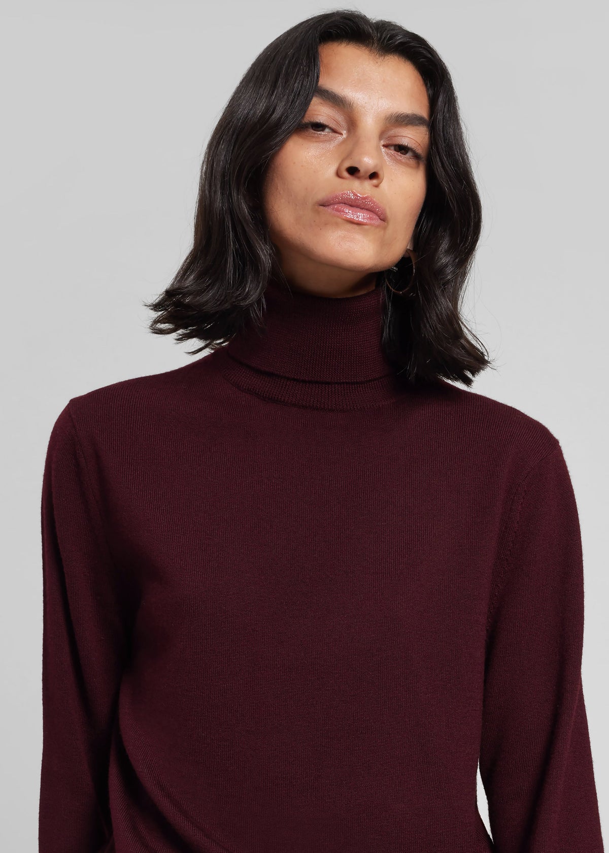 Eve Thin Turtleneck Sweater - Burgundy - 1
