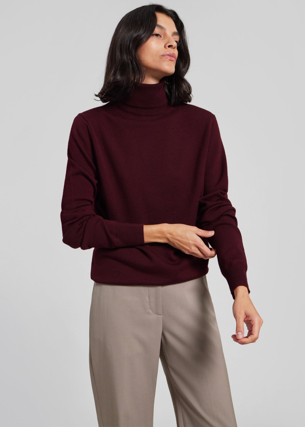 Eve Thin Turtleneck Sweater - Burgundy - 6