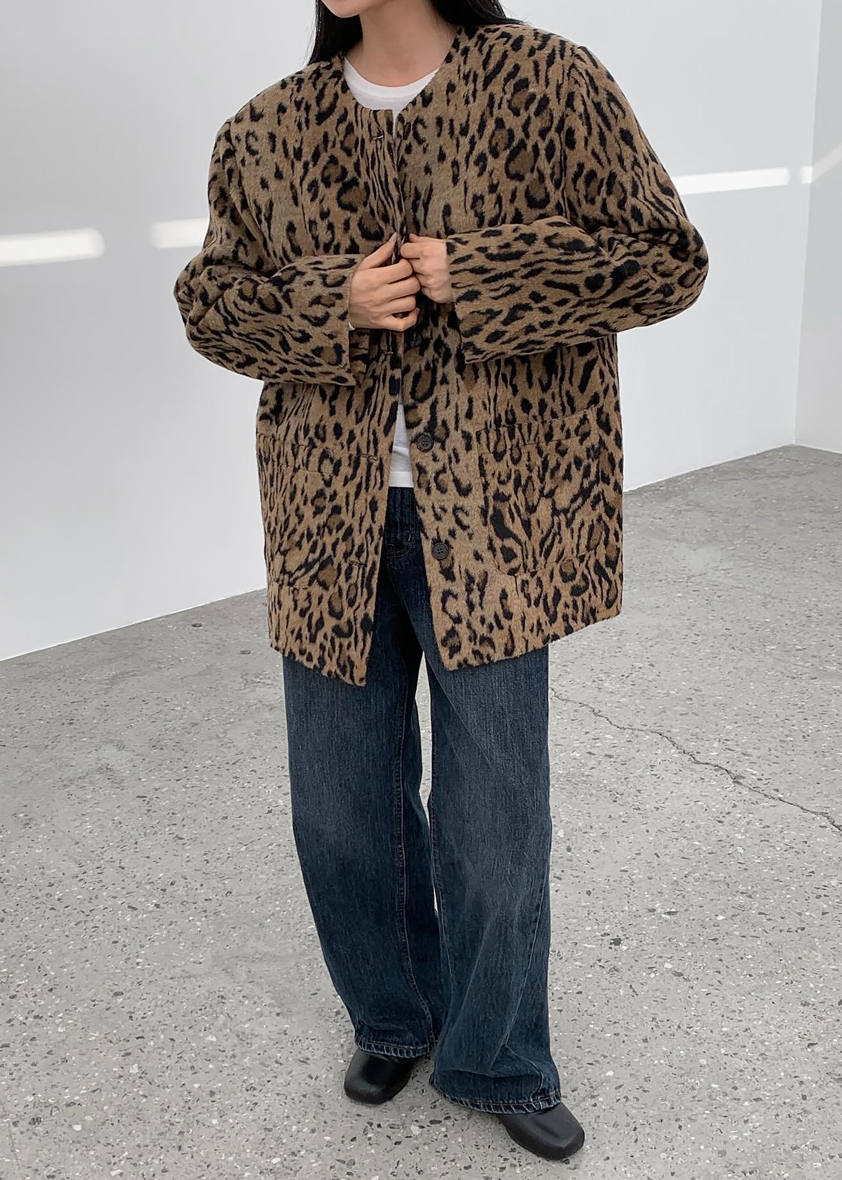 Evolene Boxy Jacket - Leopard Brown - 8