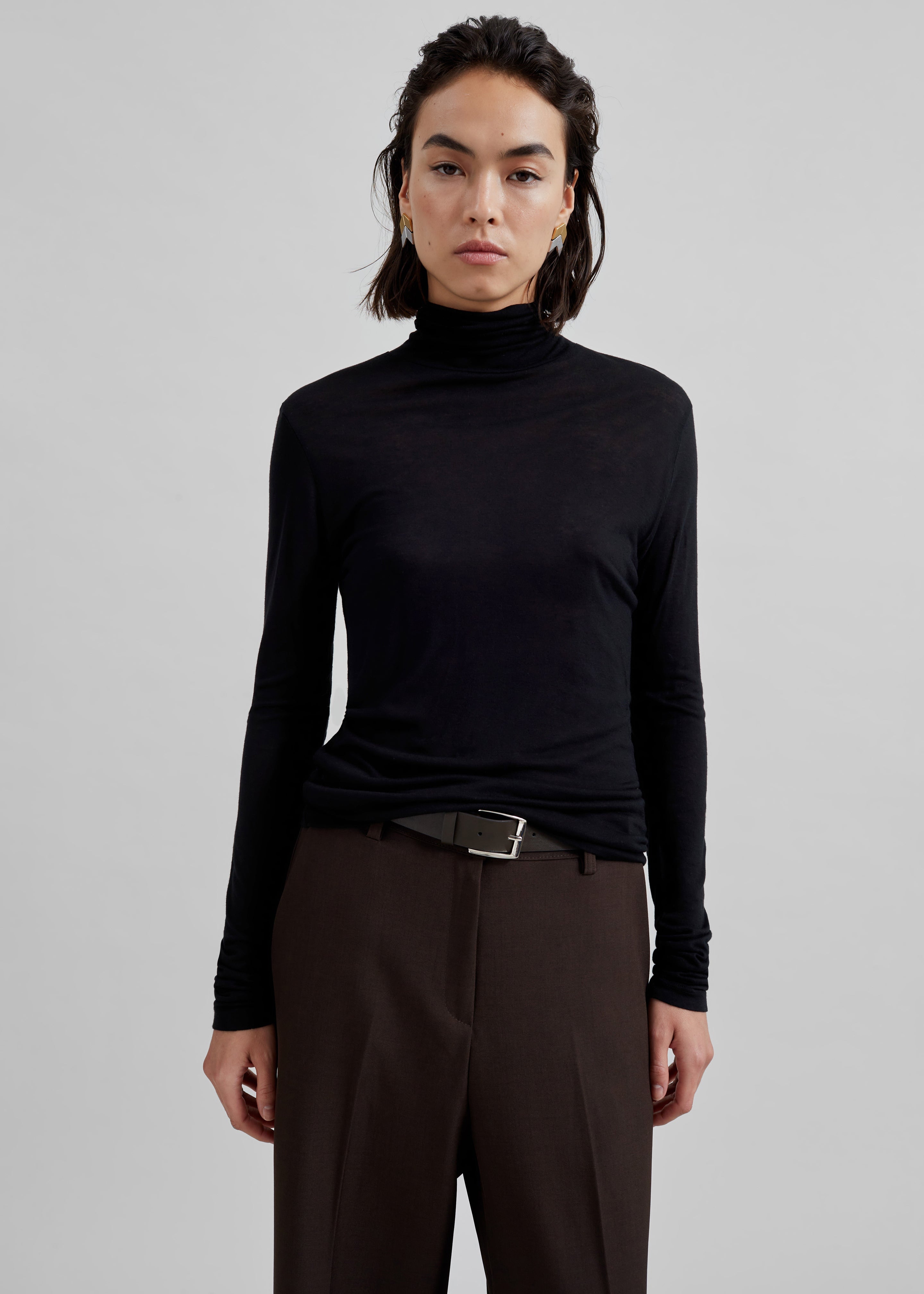 Evren Sheer Turtleneck - Black - 4