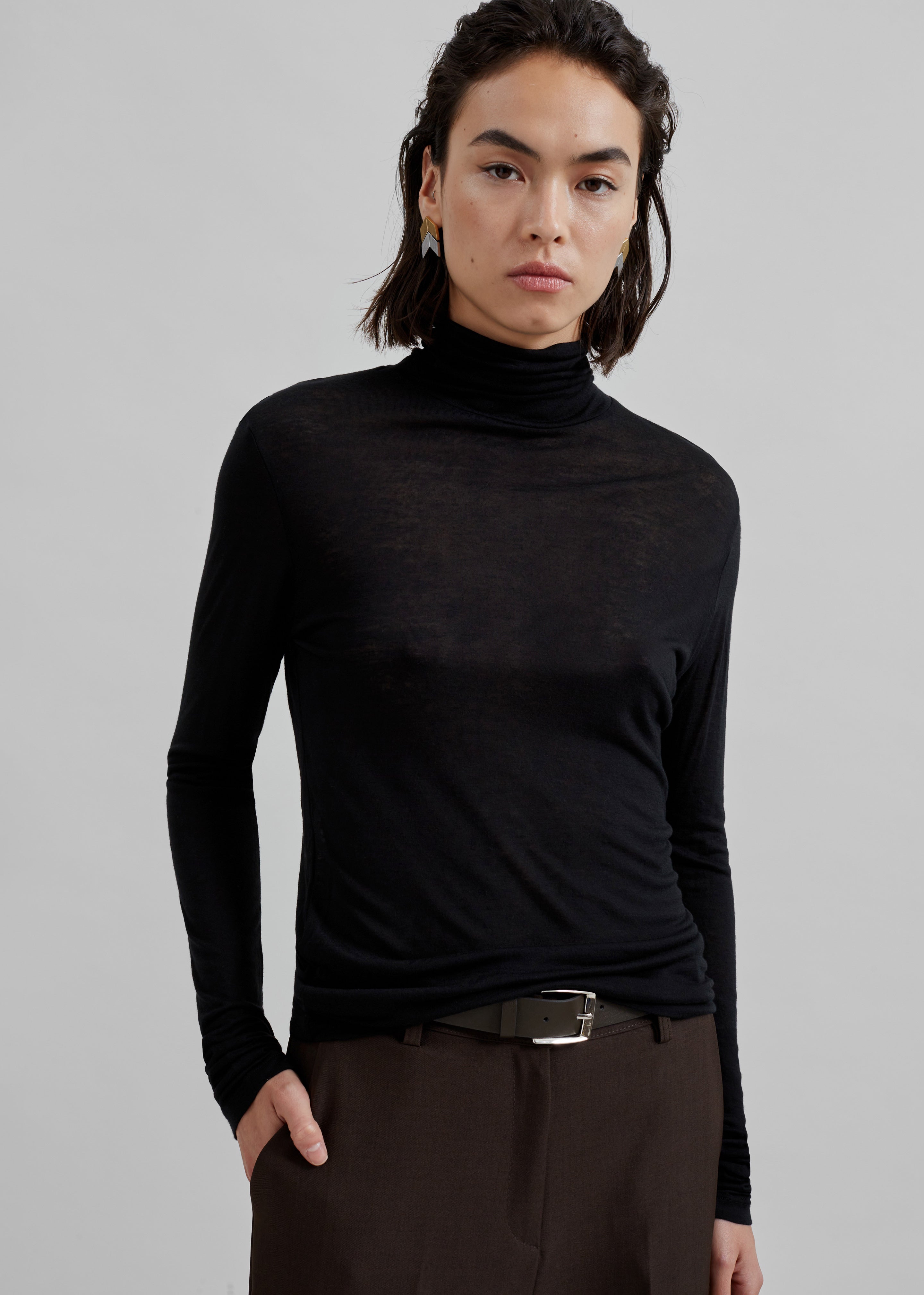 Evren Sheer Turtleneck - Black - 7