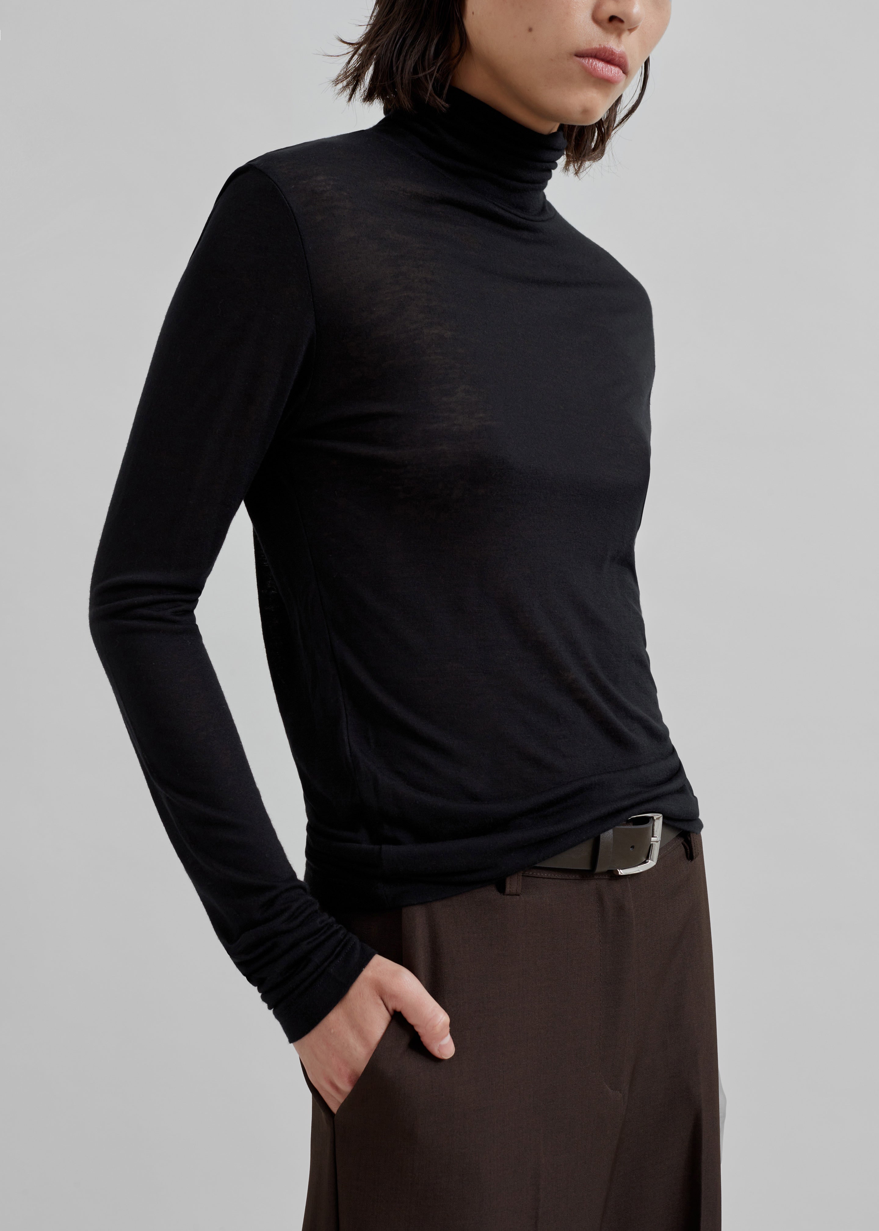 Evren Sheer Turtleneck - Black - 3