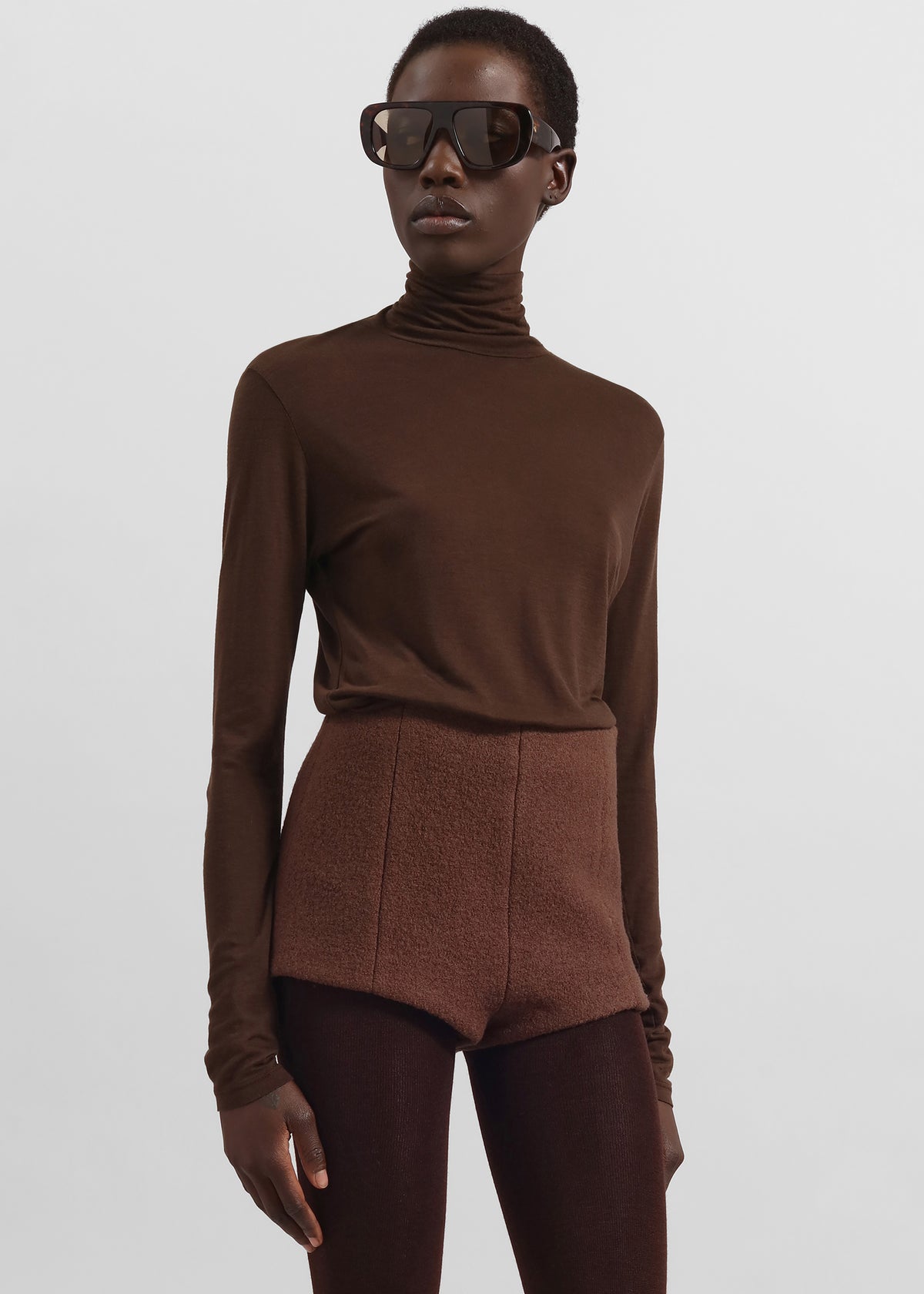 Evren Sheer Turtleneck - Brown - 4